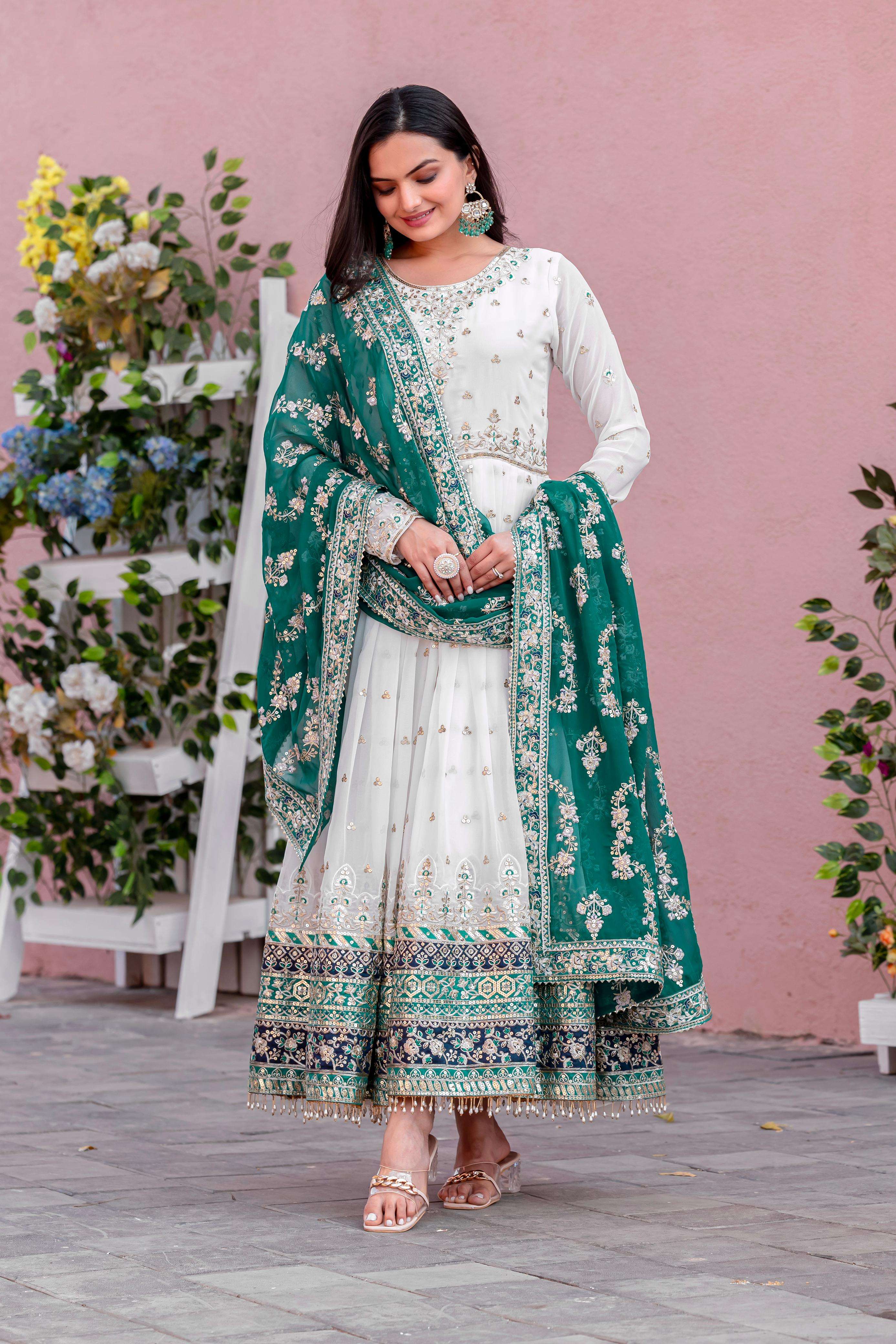  AD 176 GEORGETTE HEAVY EMBROIDERED DESIGNER PARTY WEAR GOWN SUIT