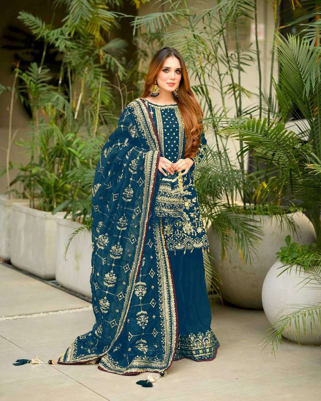 AD 213 GEORGETTE HEAVY EMBROIDERED DESIGNER WEDDING WEAR SUIT