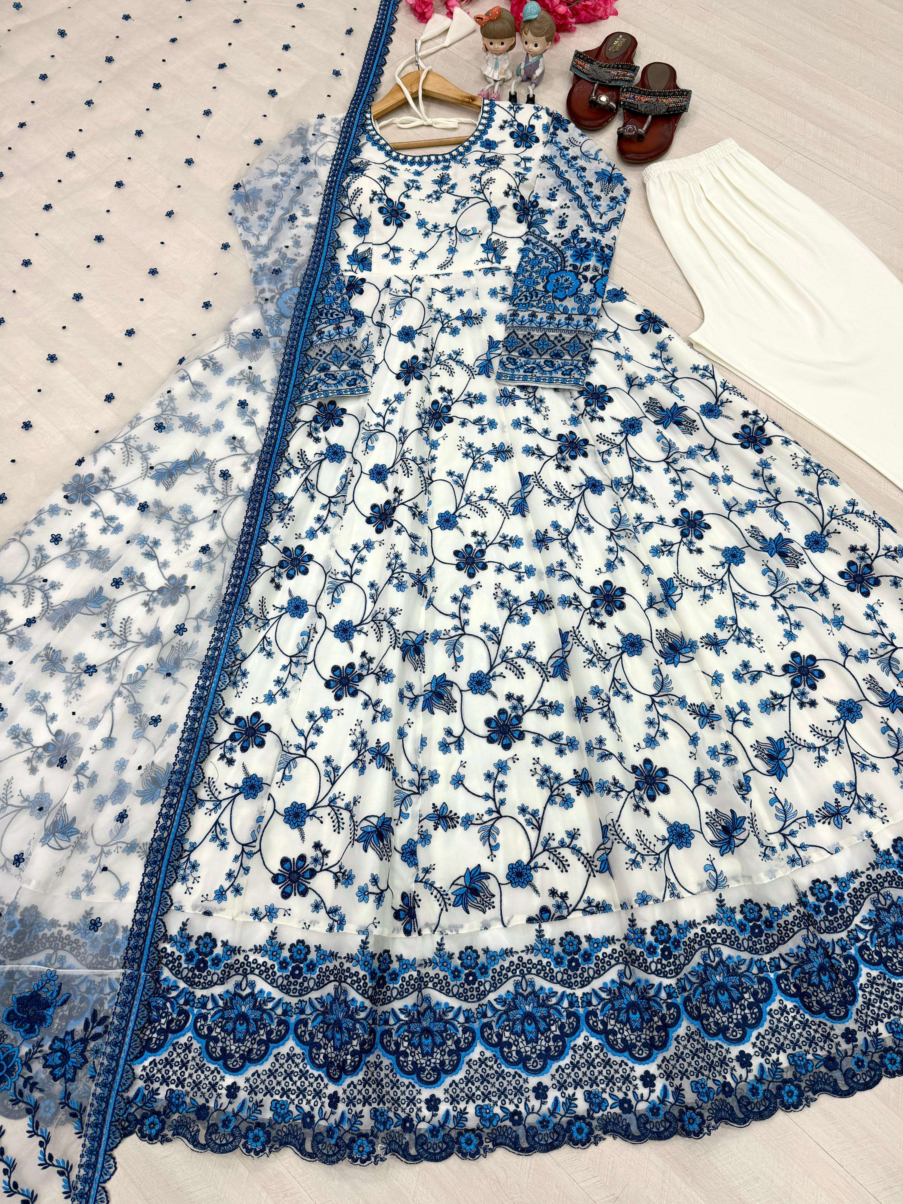 AD 227 GEORGETTE DESIGNER DESIGNER WORK EID WEAR LONG GOWN STYLE PAKISTANI SUIT