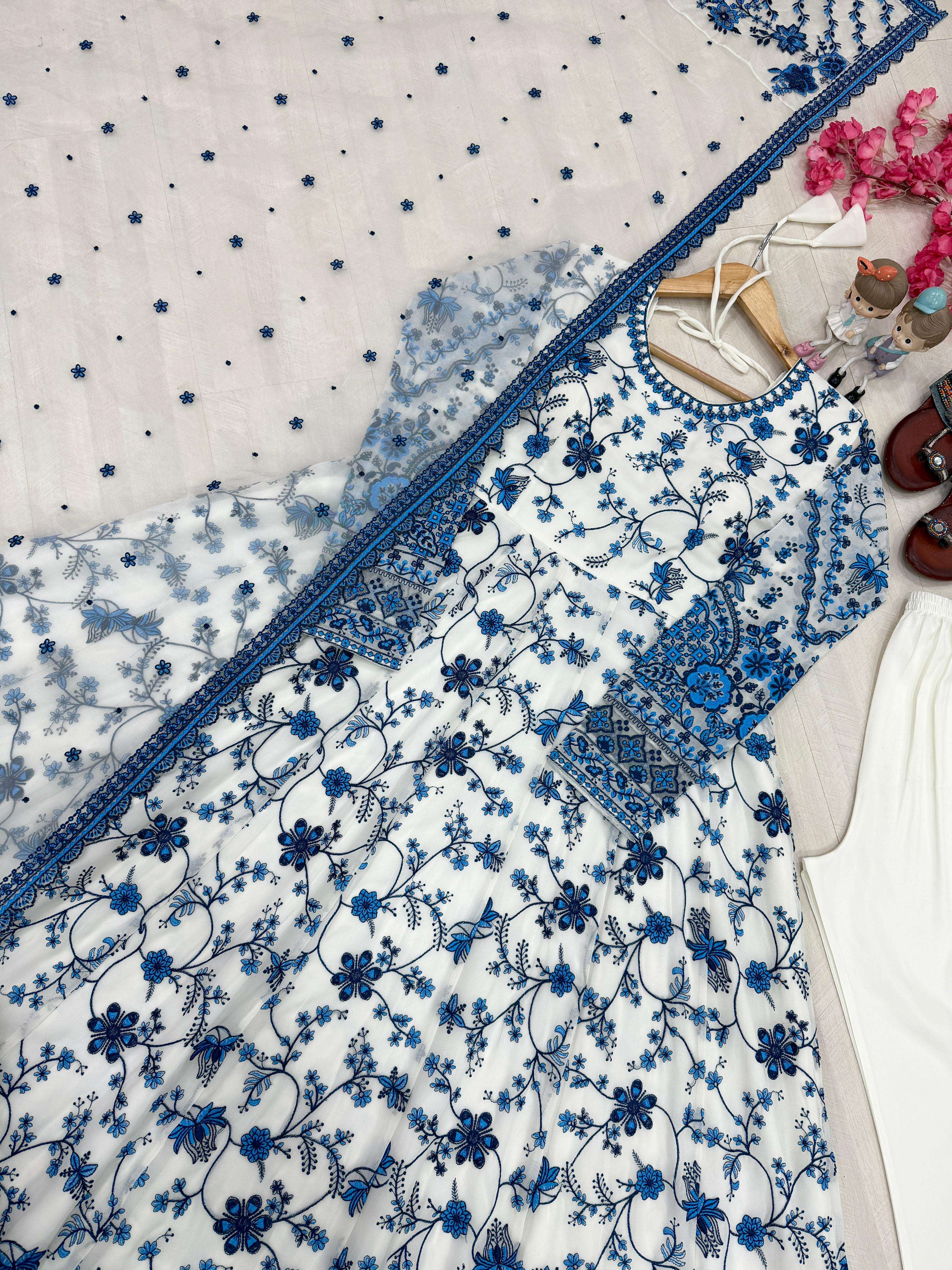 AD 227 GEORGETTE DESIGNER DESIGNER WORK EID WEAR LONG GOWN STYLE PAKISTANI SUIT