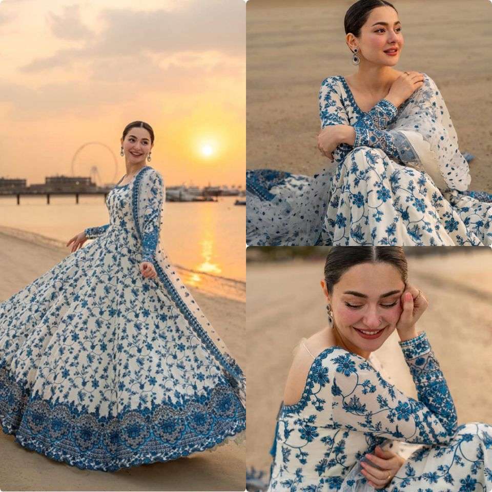 AD 227 GEORGETTE DESIGNER DESIGNER WORK EID WEAR LONG GOWN STYLE PAKISTANI SUIT