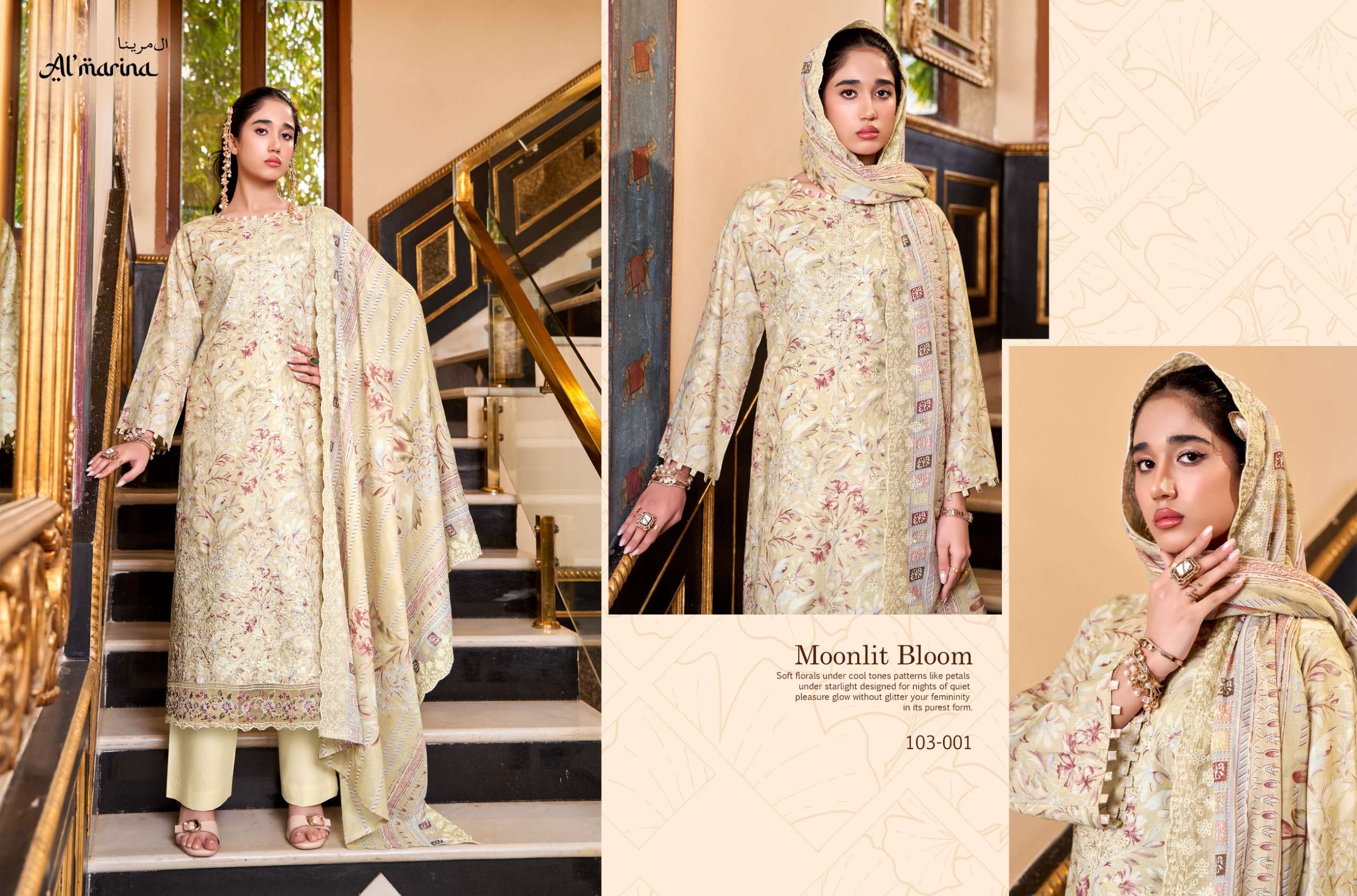 AL MARINA CHIKANKARI VOL 2 COTTON DIGITAL PRINT WITH EMBROIDERY WORK SUIT