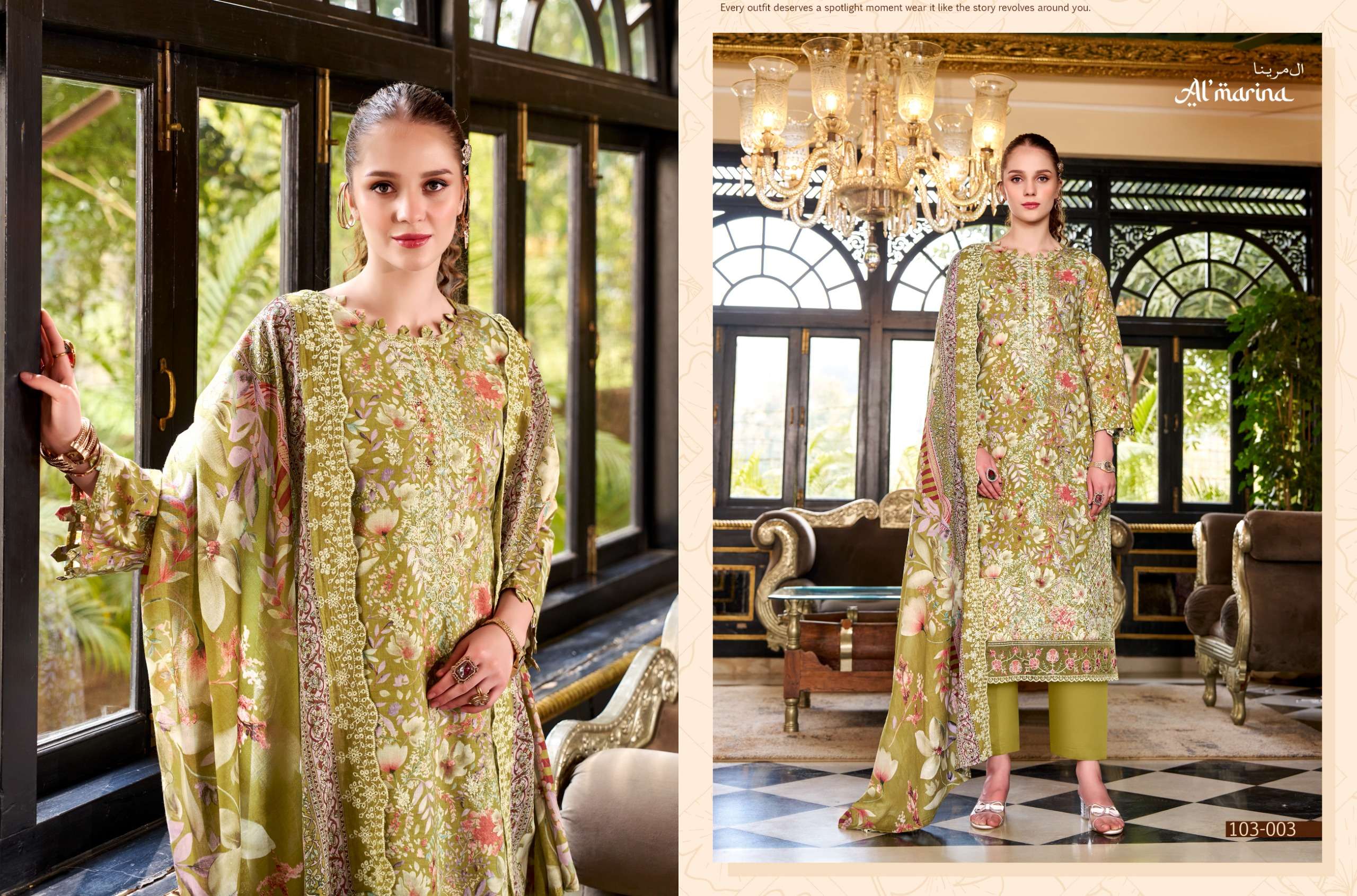 AL MARINA CHIKANKARI VOL 2 COTTON DIGITAL PRINT WITH EMBROIDERY WORK SUIT