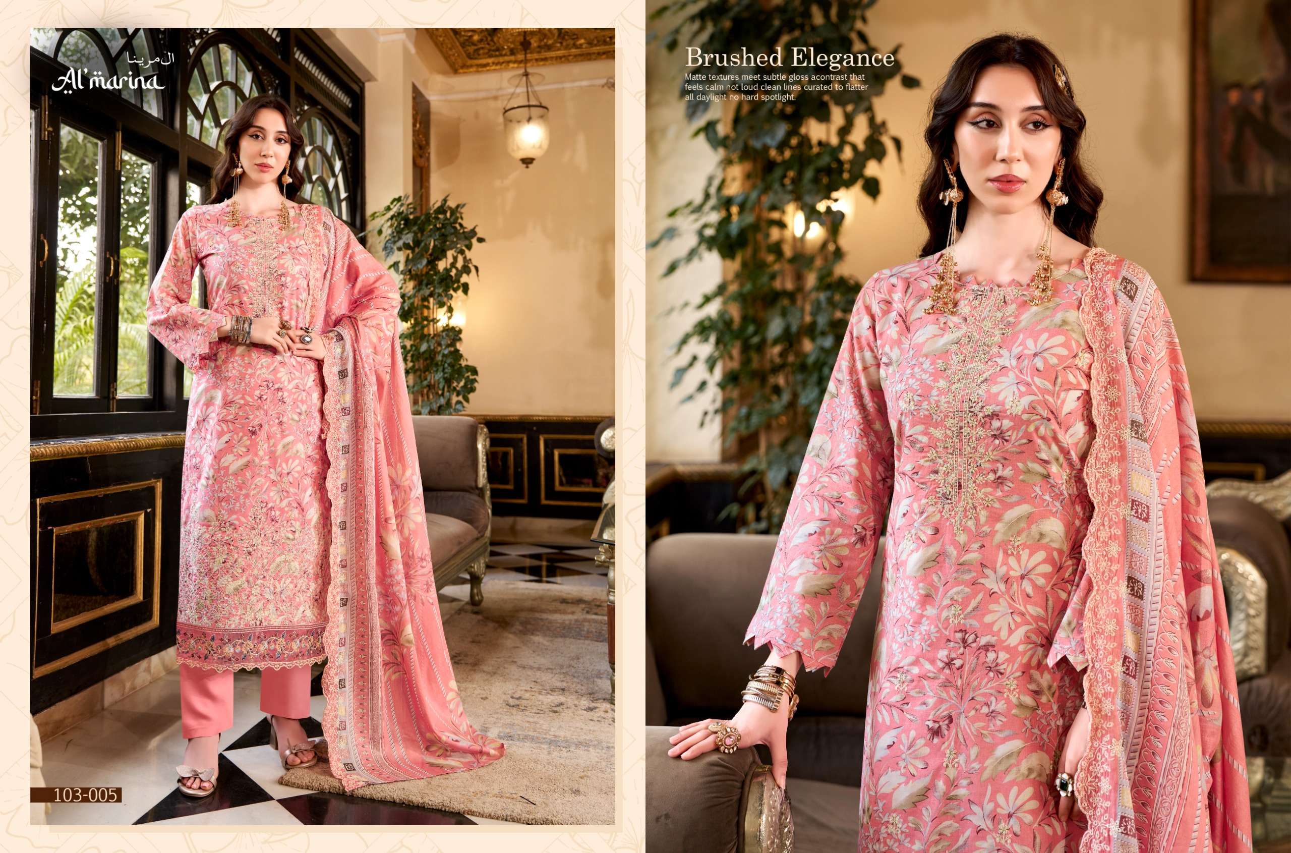 AL MARINA CHIKANKARI VOL 2 COTTON DIGITAL PRINT WITH EMBROIDERY WORK SUIT