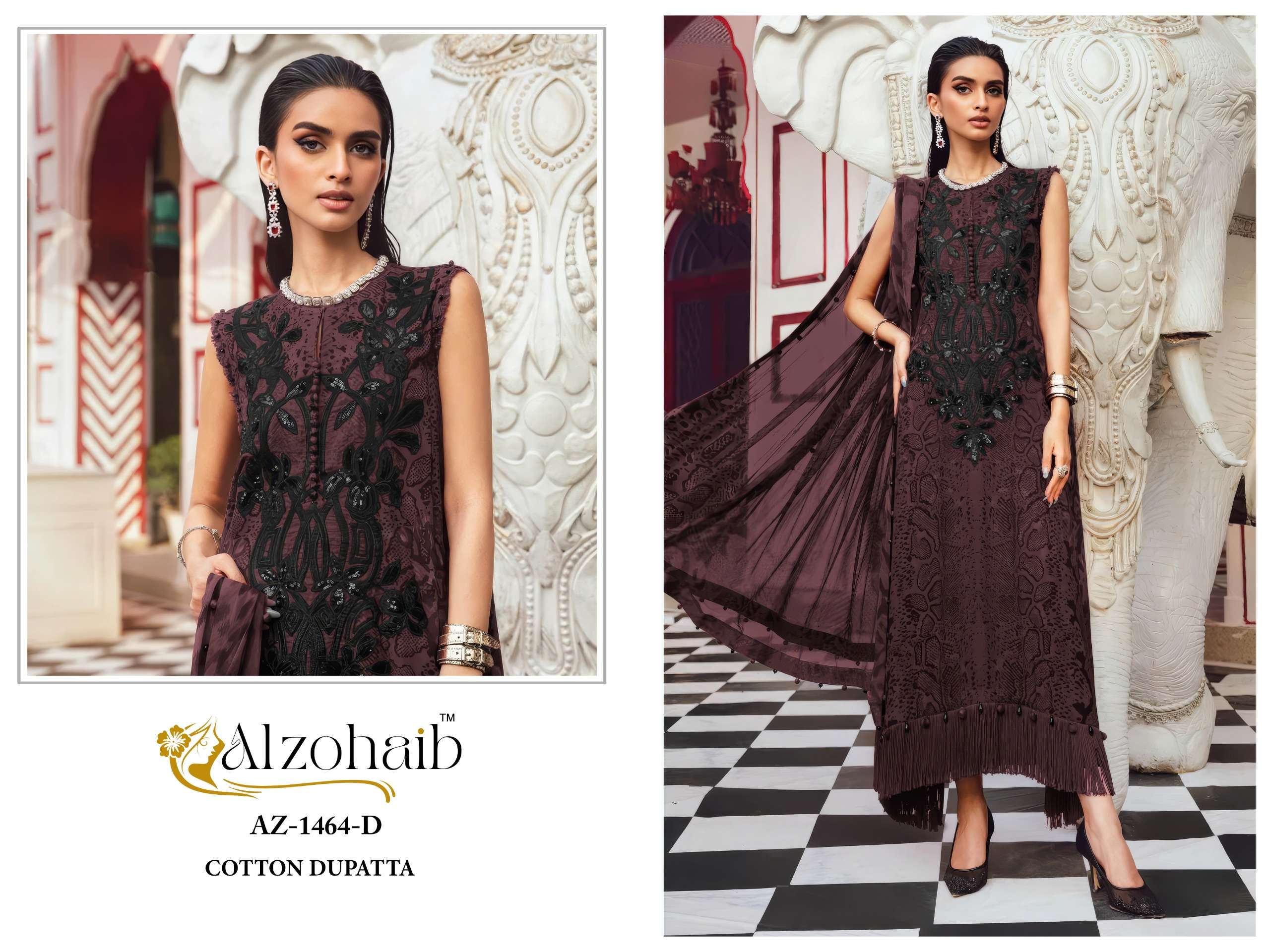 AL ZOHAIB COTTON / CHIFFON DUPATTA COLLECTION COTTON PATCH EMBROIDERY WORK SALWAR KAMEEZ 