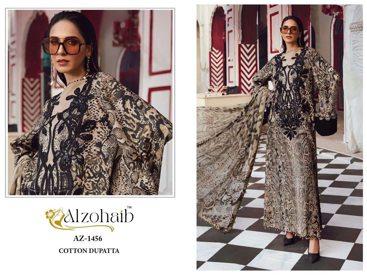 AL ZOHAIB COTTON / CHIFFON DUPATTA COLLECTION COTTON PATCH EMBROIDERY WORK SALWAR KAMEEZ 