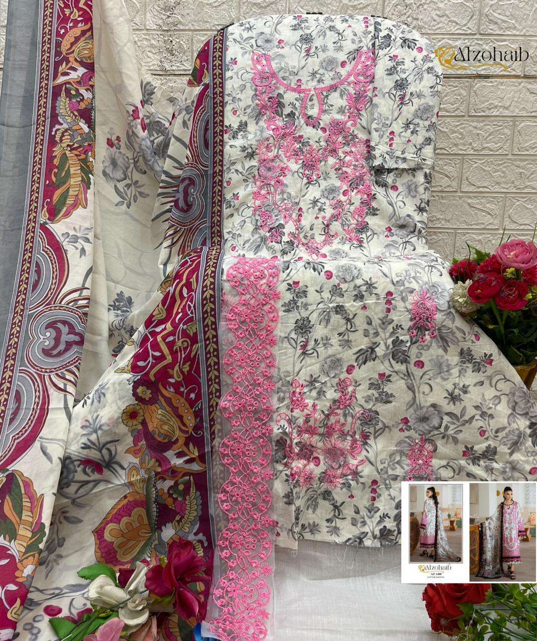 AL ZOHAIB RIWAYAT VOL 1 COTTON PATCH EMBROIDERY WORK SUIT