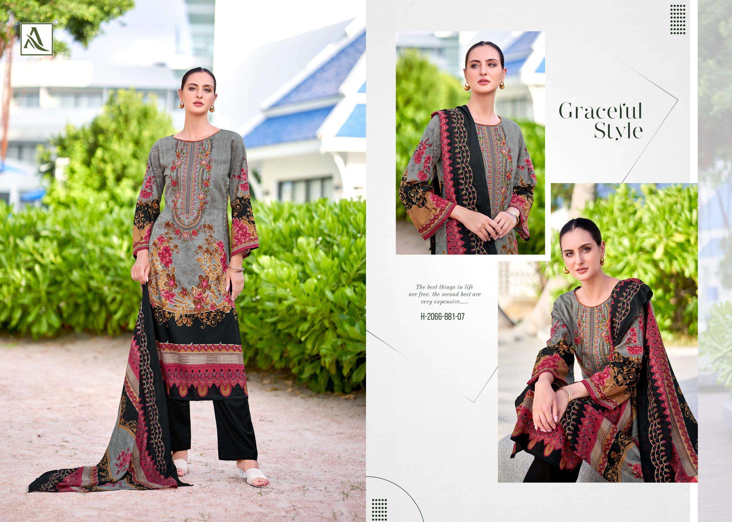 ALOK SUITS ALFAAZ COTTON DIGITAL PAKISTANI STYLE PRINT WITH FANCY WORK SUIT