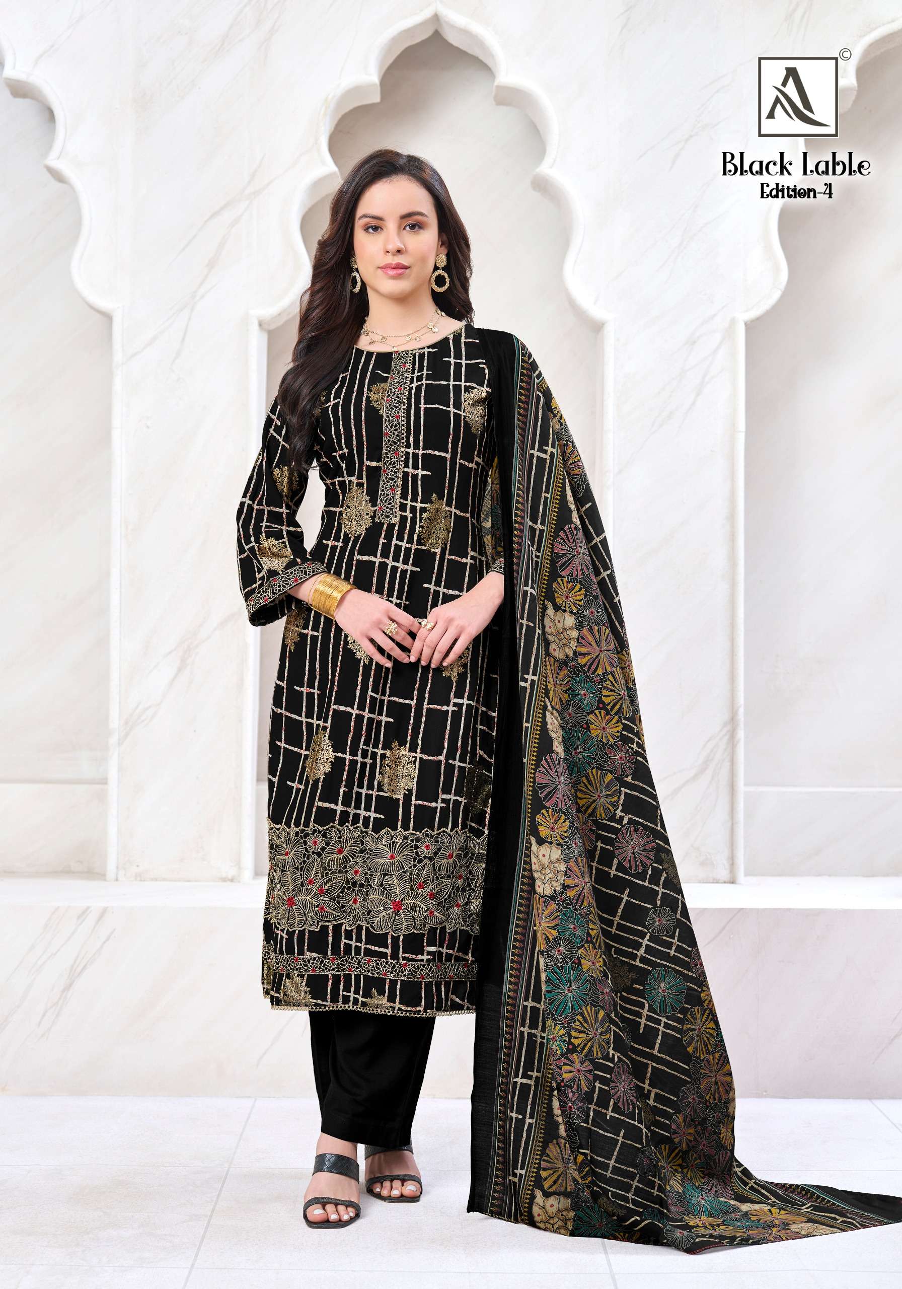 ALOK SUITS BLACK LABLE VOL 4 VISCOSE PRINT WITH FANCY EMBROIDERY WORK SUIT