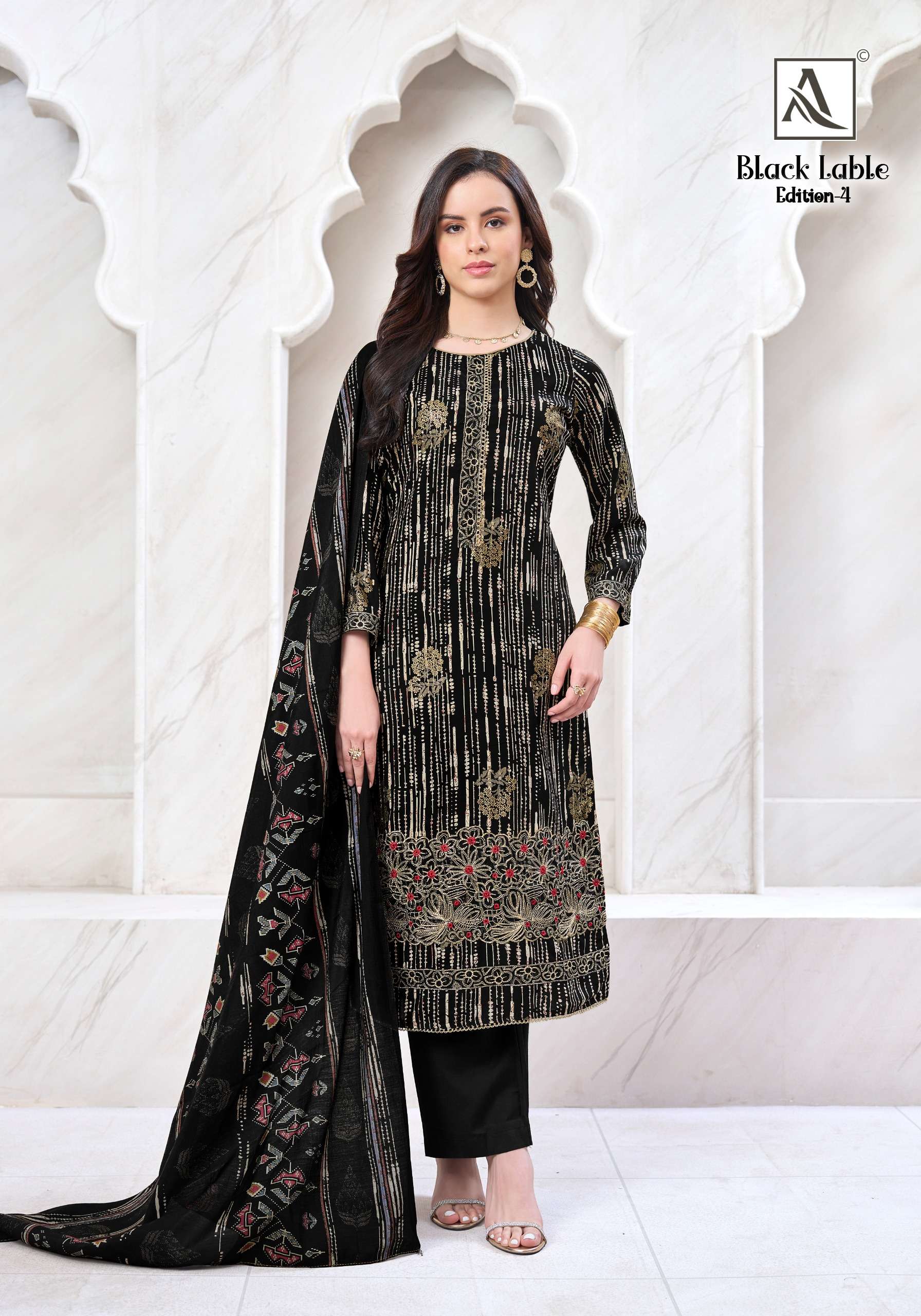 ALOK SUITS BLACK LABLE VOL 4 VISCOSE PRINT WITH FANCY EMBROIDERY WORK SUIT