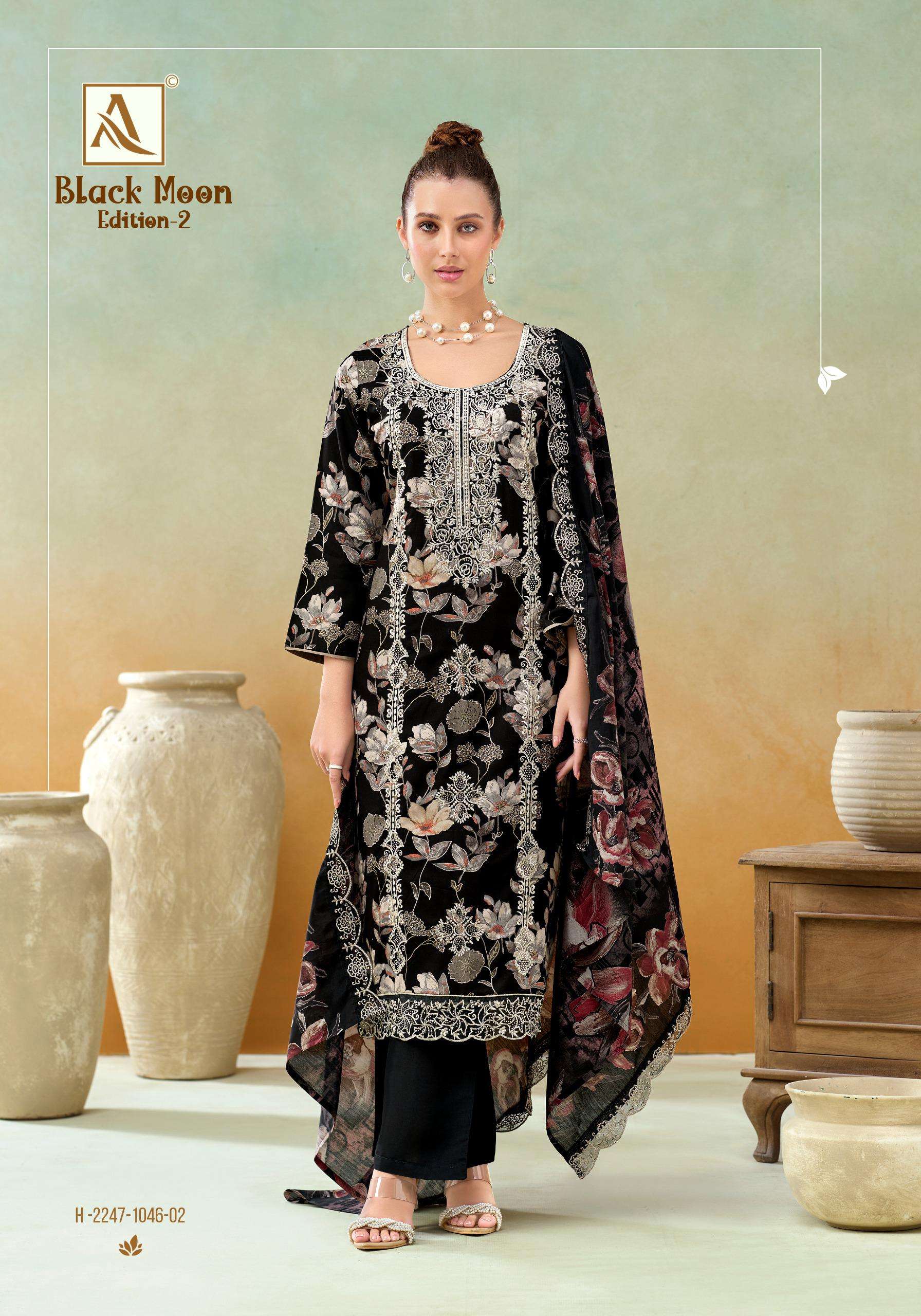 ALOK SUITS BLACK MOON VOL 2 VISCOSE PRINT WITH FANCY EMBROIDERY WORK SUIT