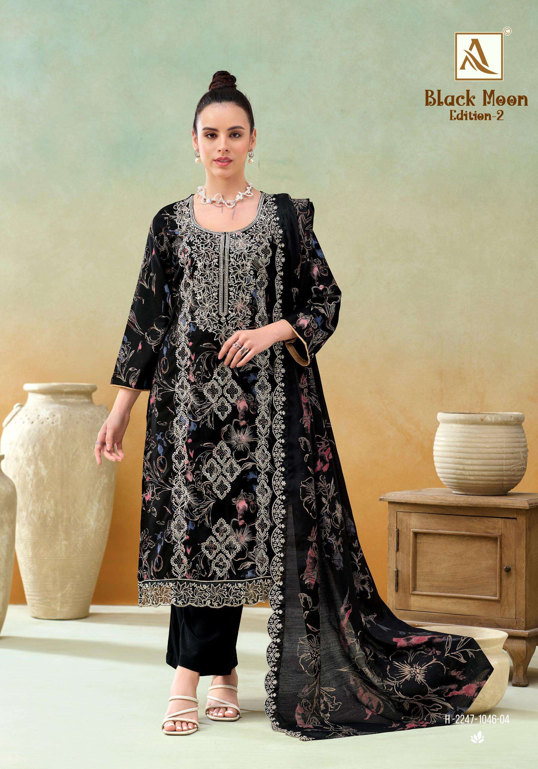 ALOK SUITS BLACK MOON VOL 2 VISCOSE PRINT WITH FANCY EMBROIDERY WORK SUIT