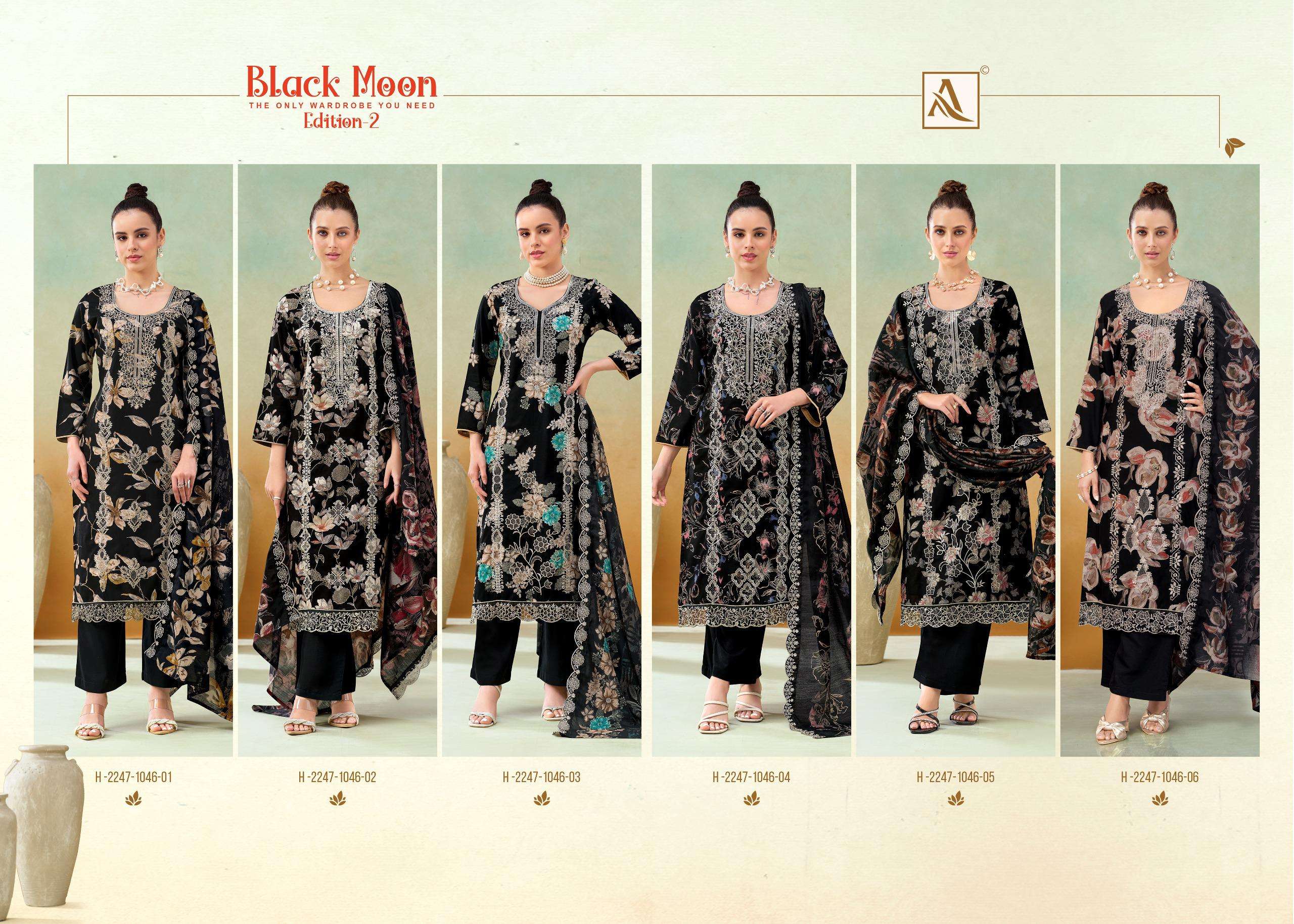 ALOK SUITS BLACK MOON VOL 2 VISCOSE PRINT WITH FANCY EMBROIDERY WORK SUIT