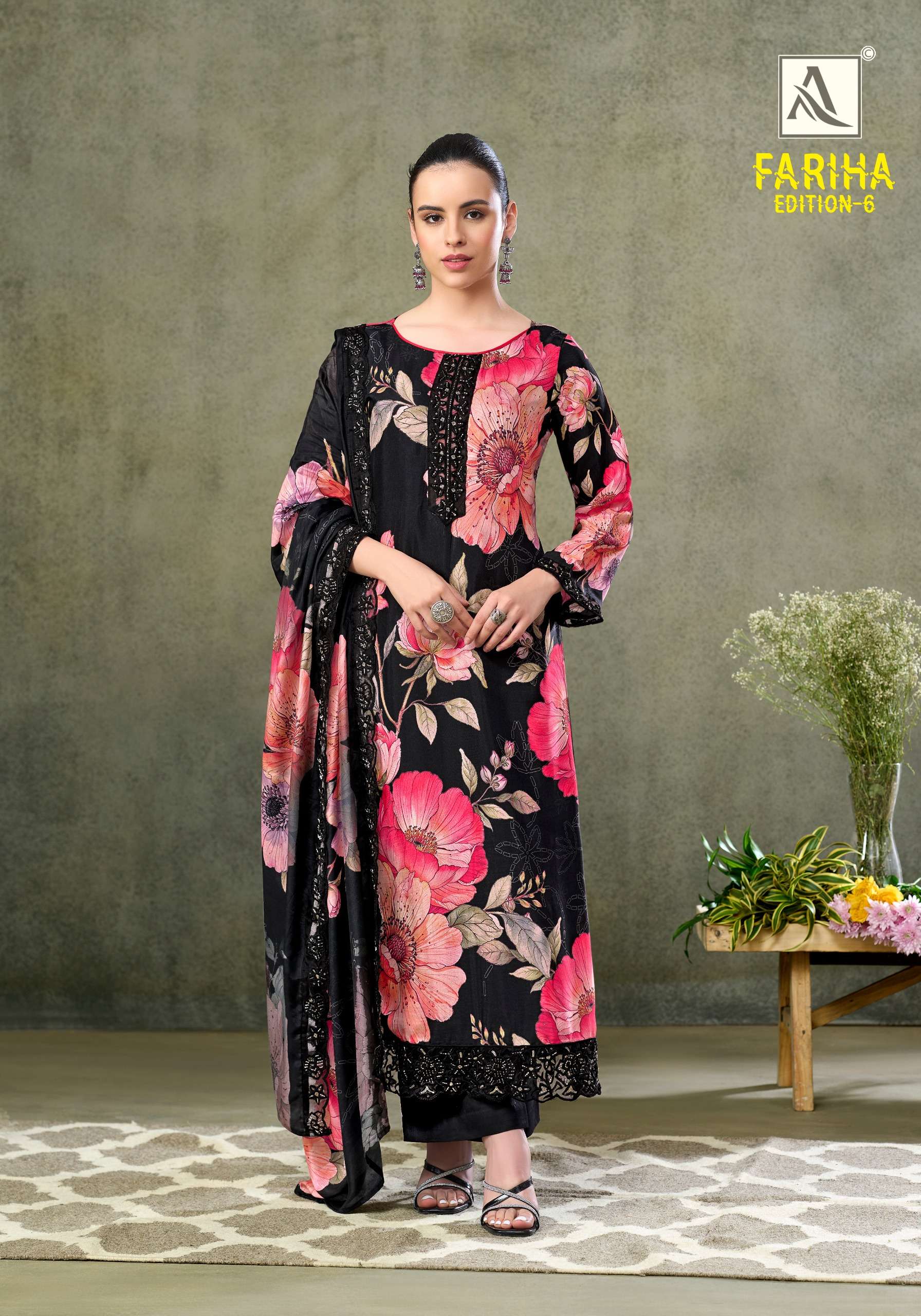ALOK SUITS FARIHA EDITION VOL 6 MUSLIN DIGITAL PRINT WITH FANCY WORK SUIT