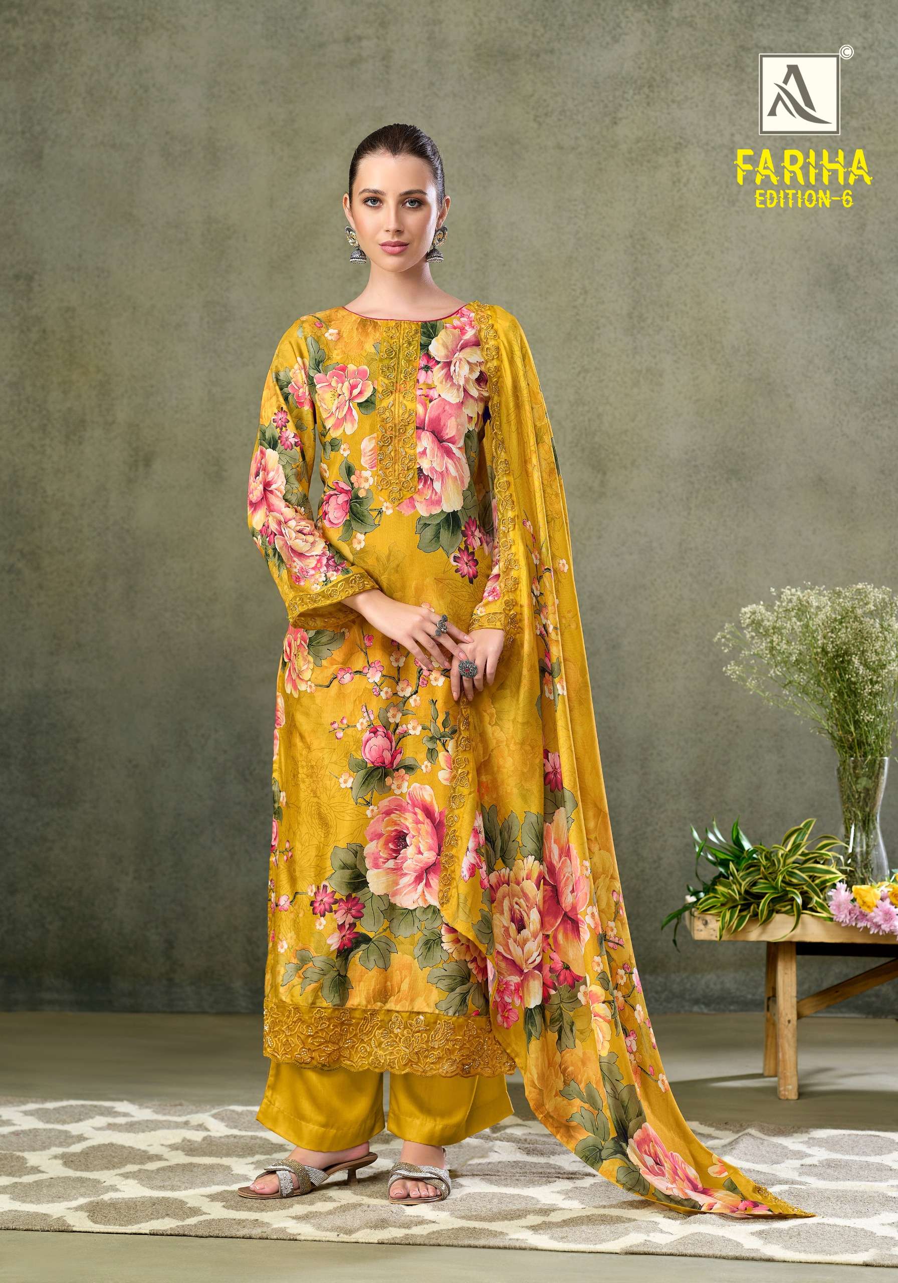 ALOK SUITS FARIHA EDITION VOL 6 MUSLIN DIGITAL PRINT WITH FANCY WORK SUIT