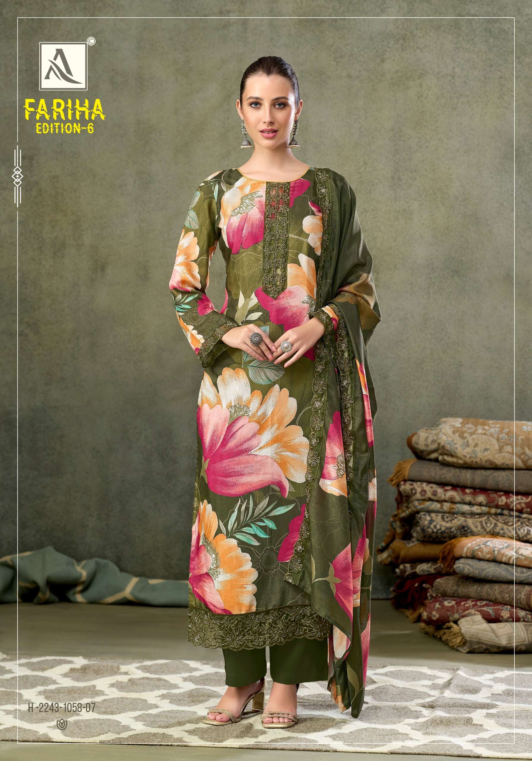 ALOK SUITS FARIHA EDITION VOL 6 MUSLIN DIGITAL PRINT WITH FANCY WORK SUIT