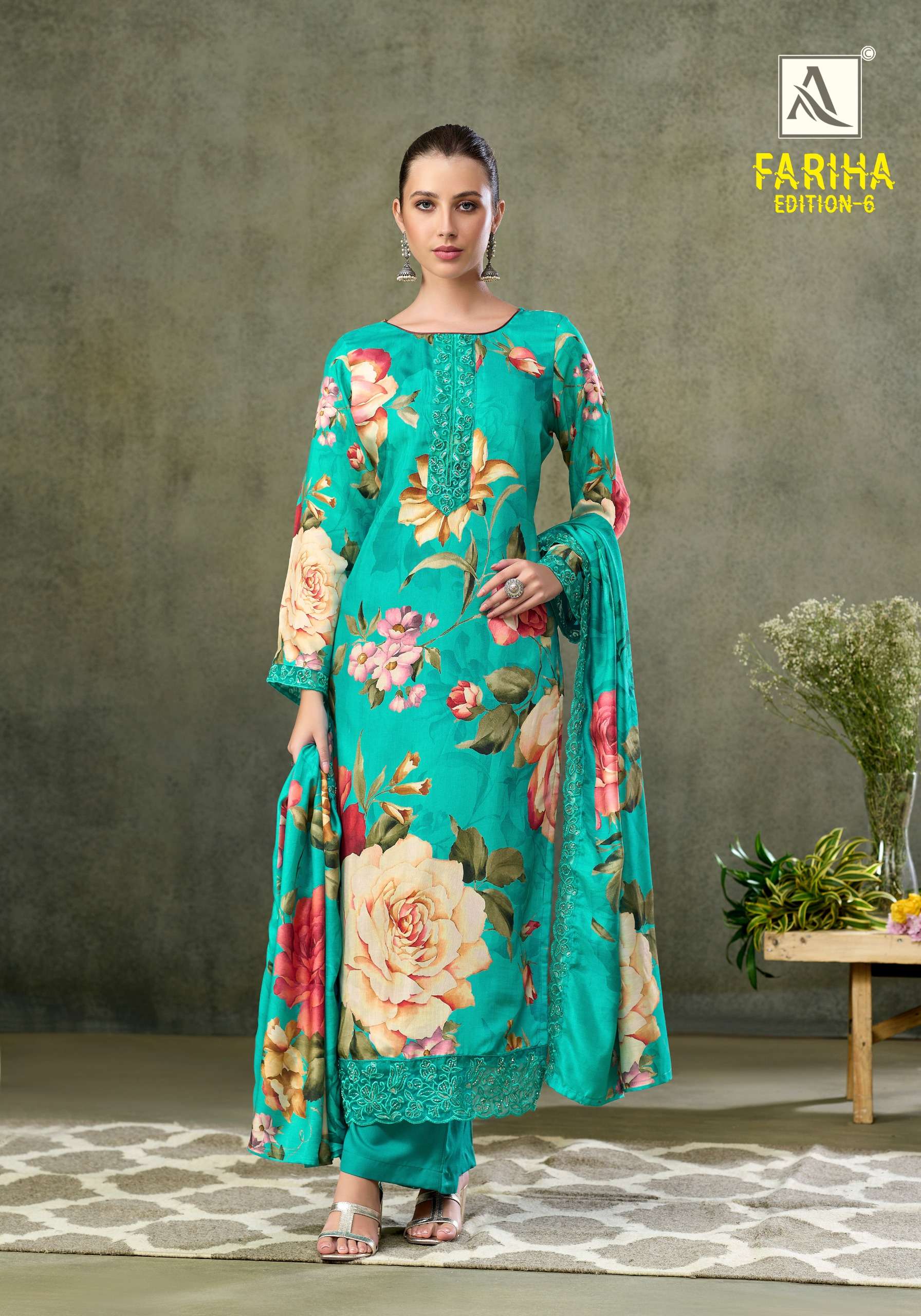 ALOK SUITS FARIHA EDITION VOL 6 MUSLIN DIGITAL PRINT WITH FANCY WORK SUIT