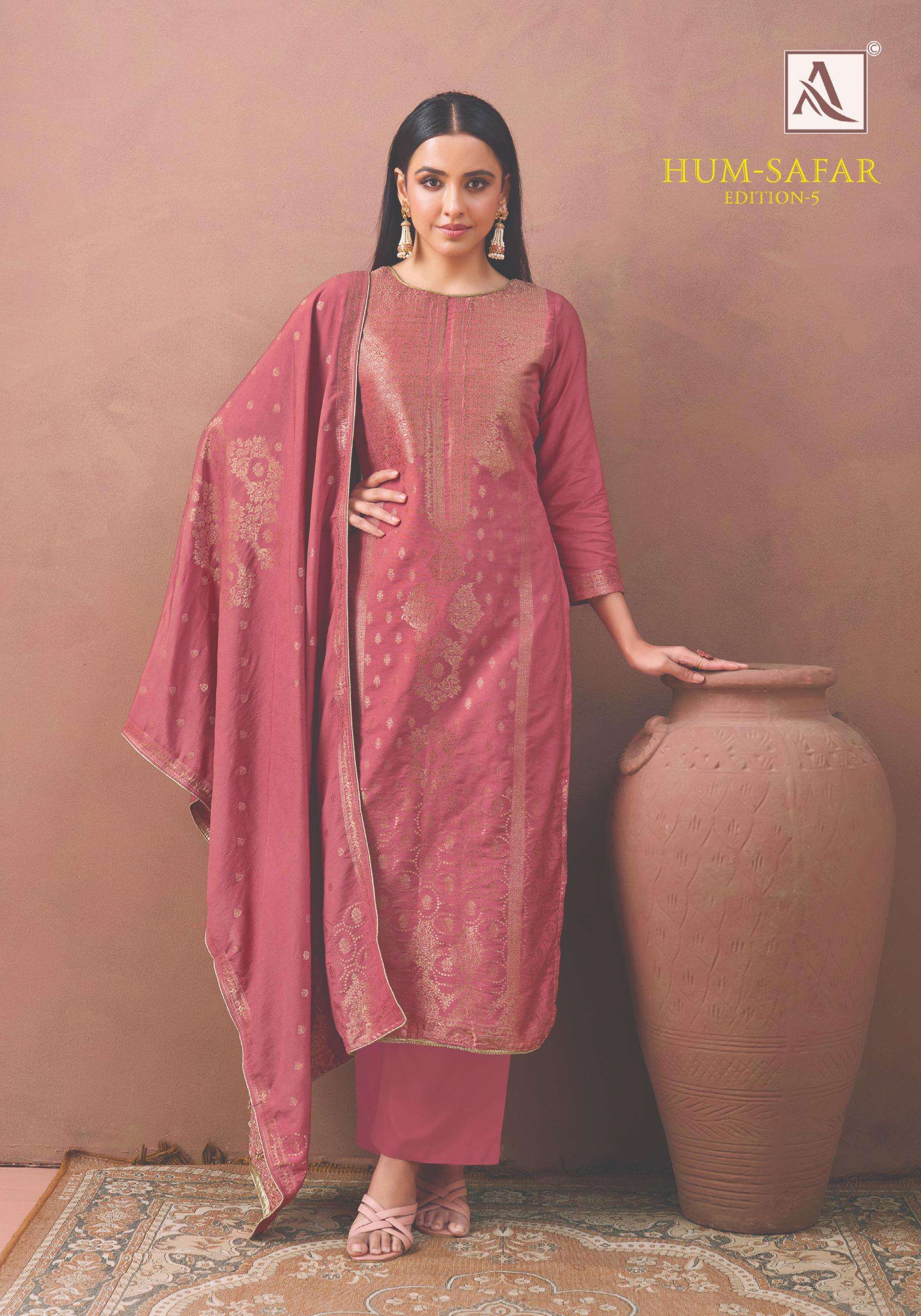 ALOK SUITS HUMSAFAR EDITION 5 VISCOSE JACQUARD DESIGNER WORK LADIES SUIT