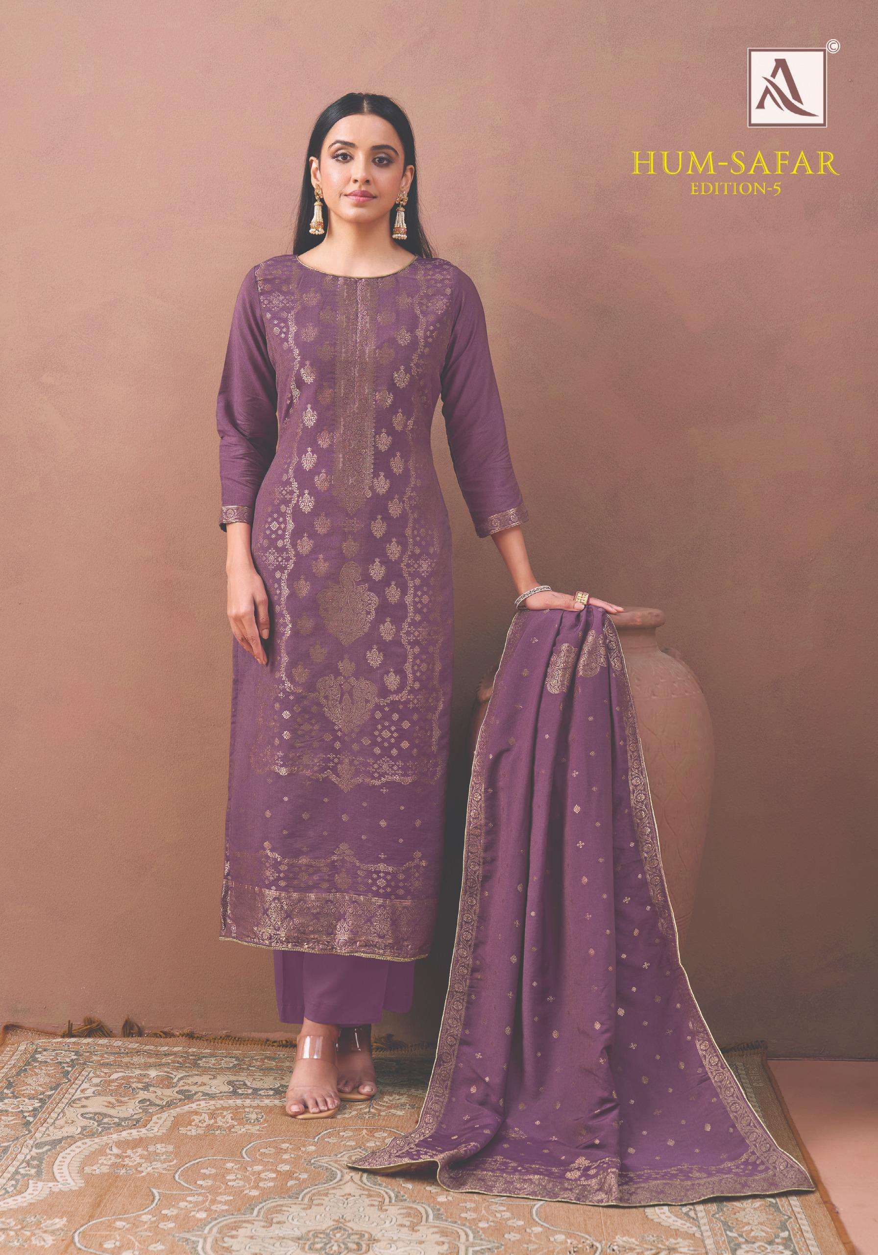 ALOK SUITS HUMSAFAR EDITION 5 VISCOSE JACQUARD DESIGNER WORK LADIES SUIT