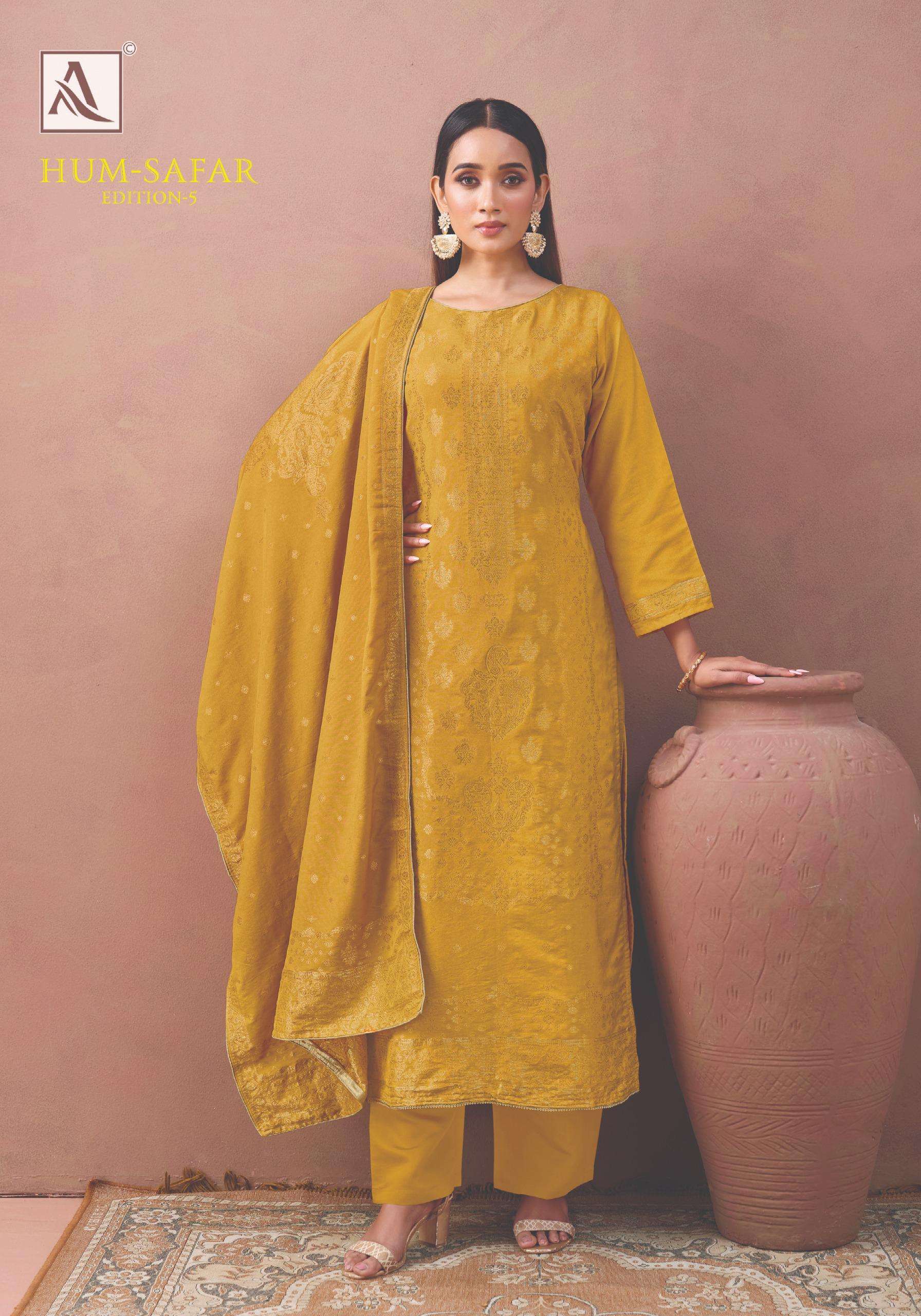 ALOK SUITS HUMSAFAR EDITION 5 VISCOSE JACQUARD DESIGNER WORK LADIES SUIT