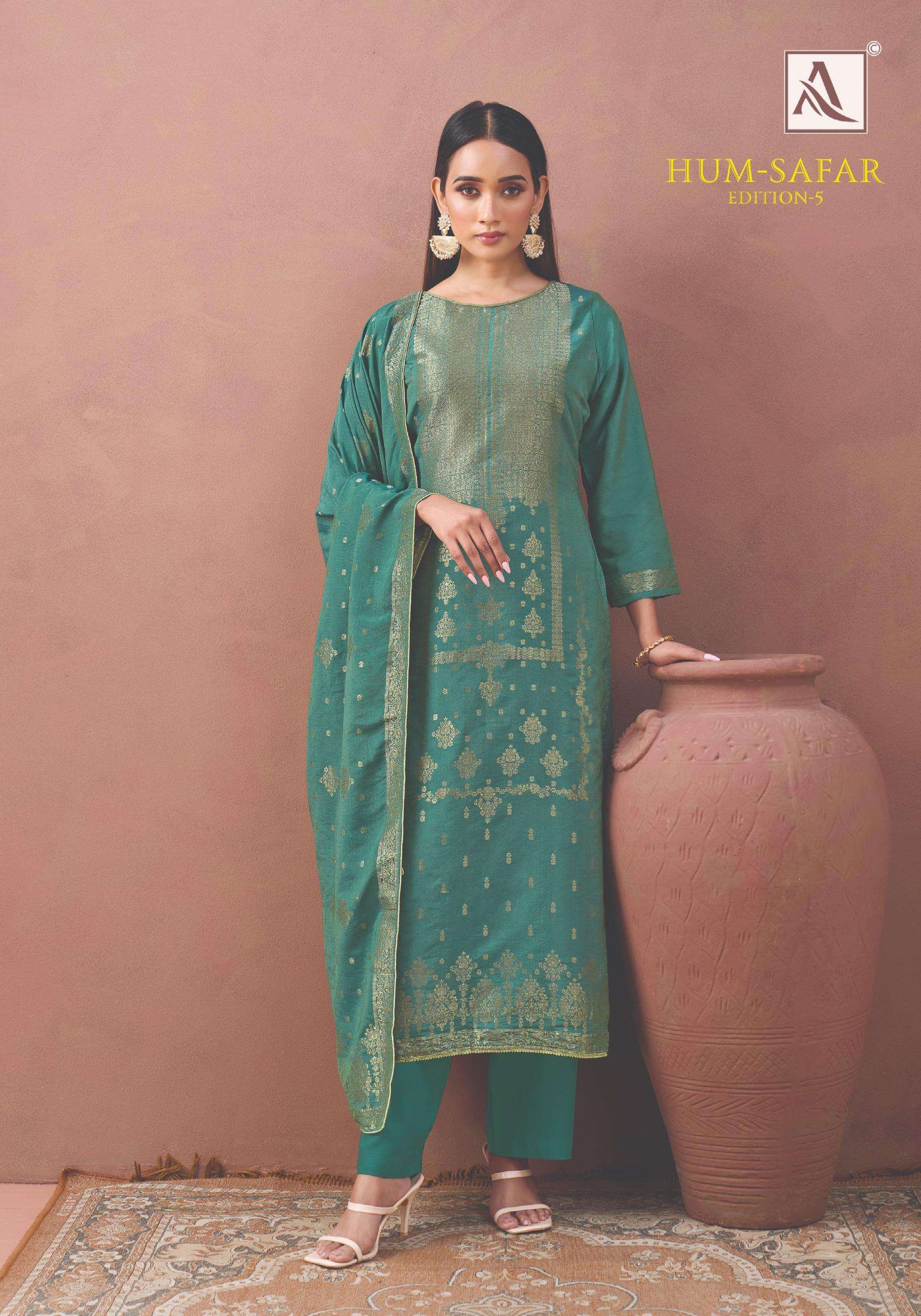 ALOK SUITS HUMSAFAR EDITION 5 VISCOSE JACQUARD DESIGNER WORK LADIES SUIT