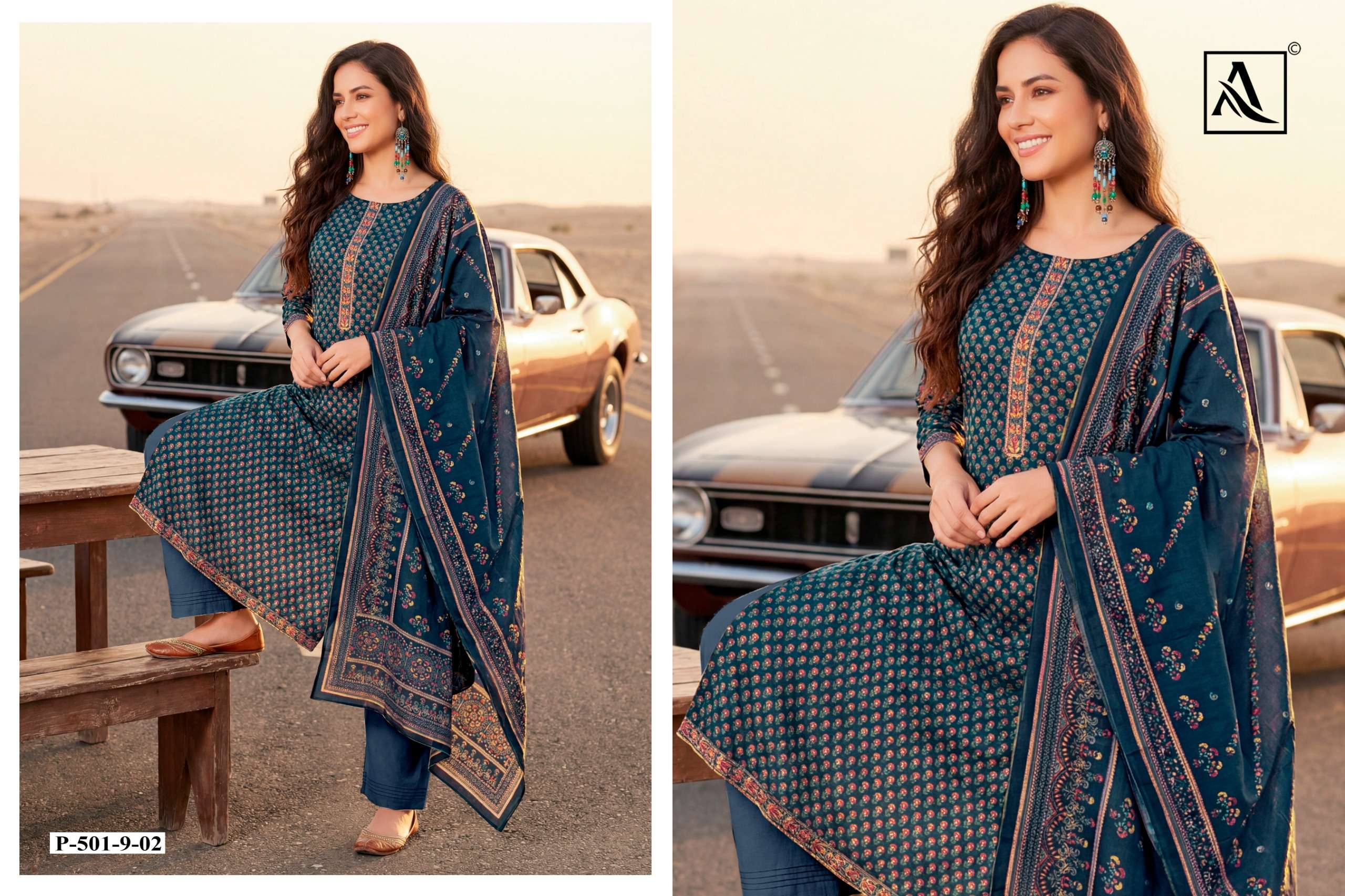 ALOK SUITS IVORY JAM COTTON PRINT WITH FANCY EMBROIDERY WORK SUIT