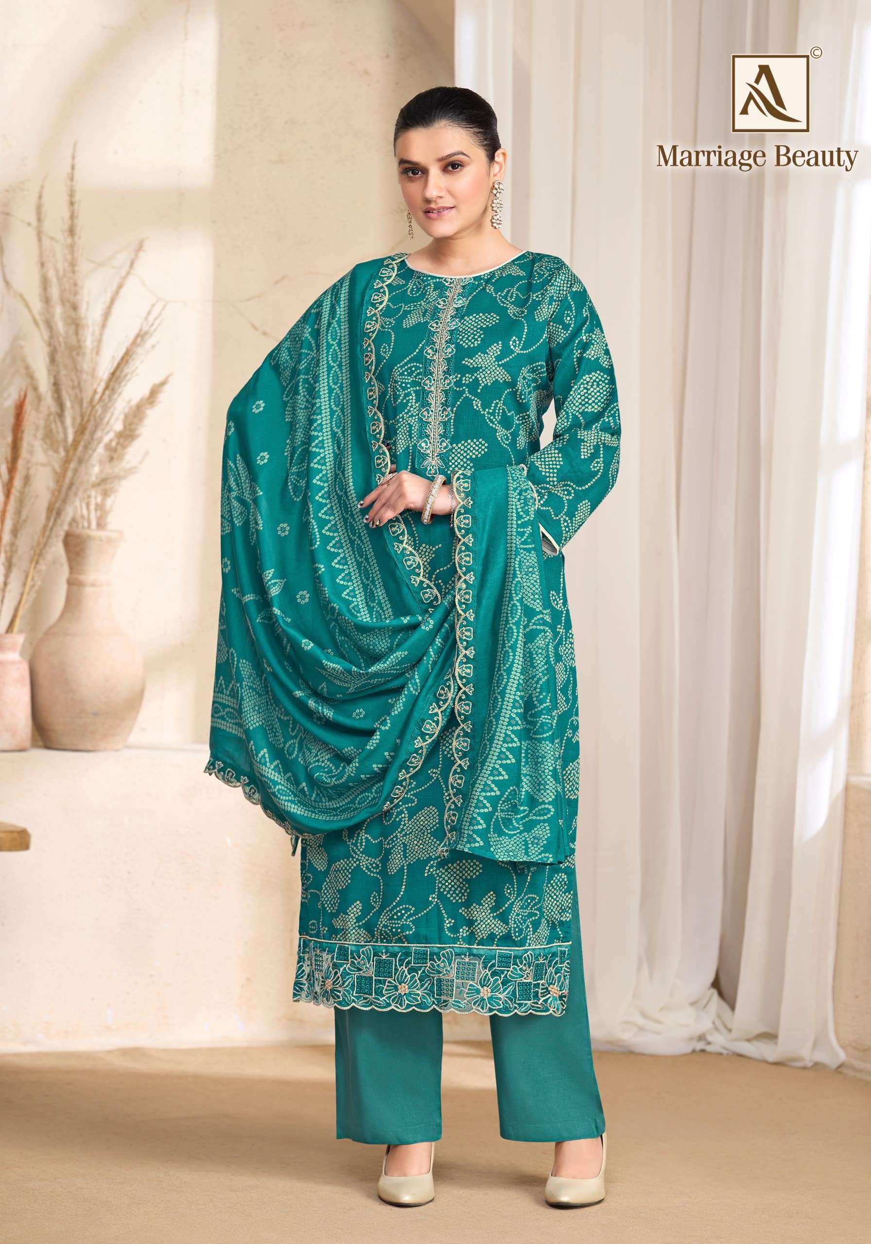ALOK SUITS MARRIAGE BEAUTY JAM COTTON PRINT WITH FANCY EMBROIDERY WORK SUIT