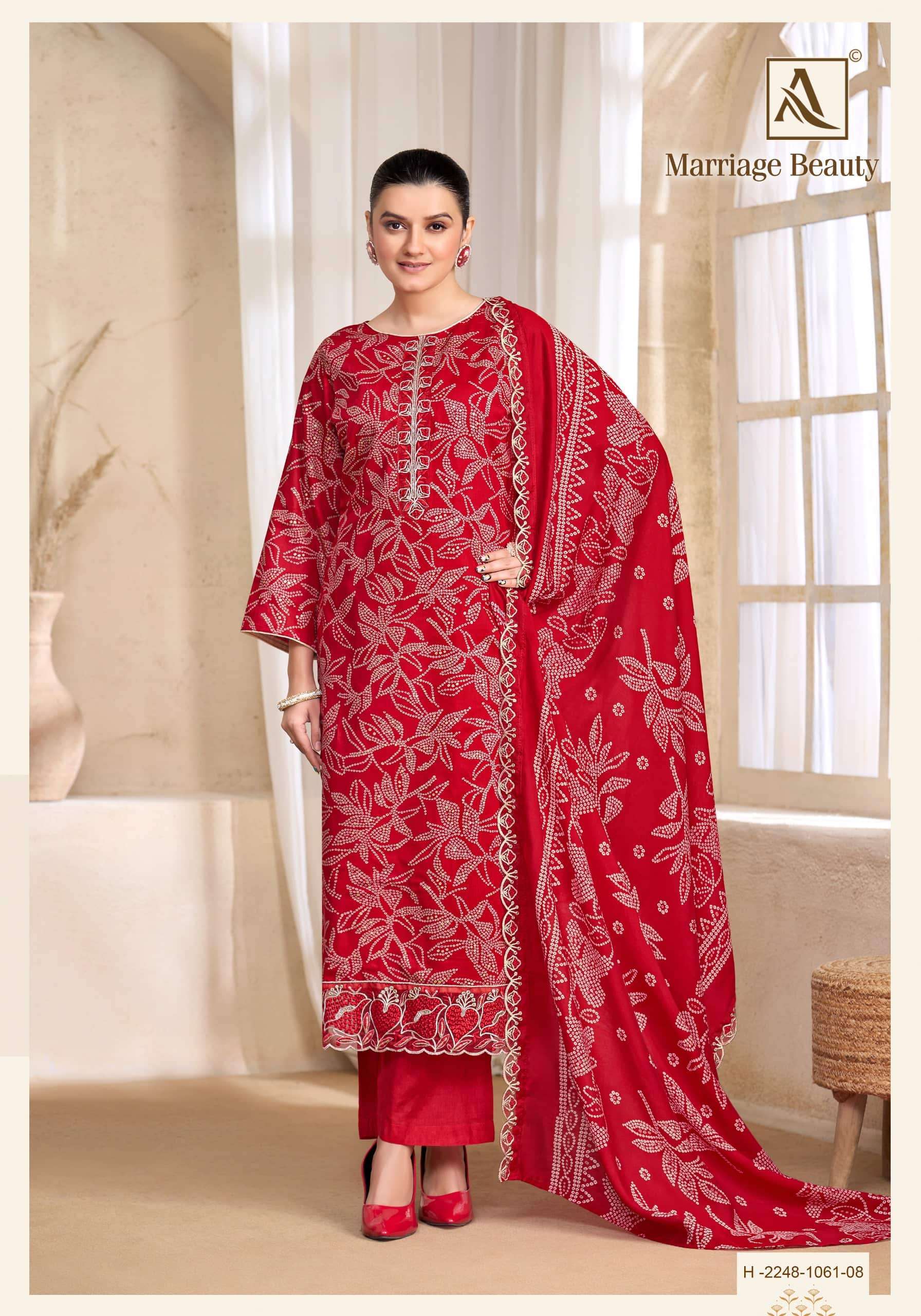 ALOK SUITS MARRIAGE BEAUTY JAM COTTON PRINT WITH FANCY EMBROIDERY WORK SUIT