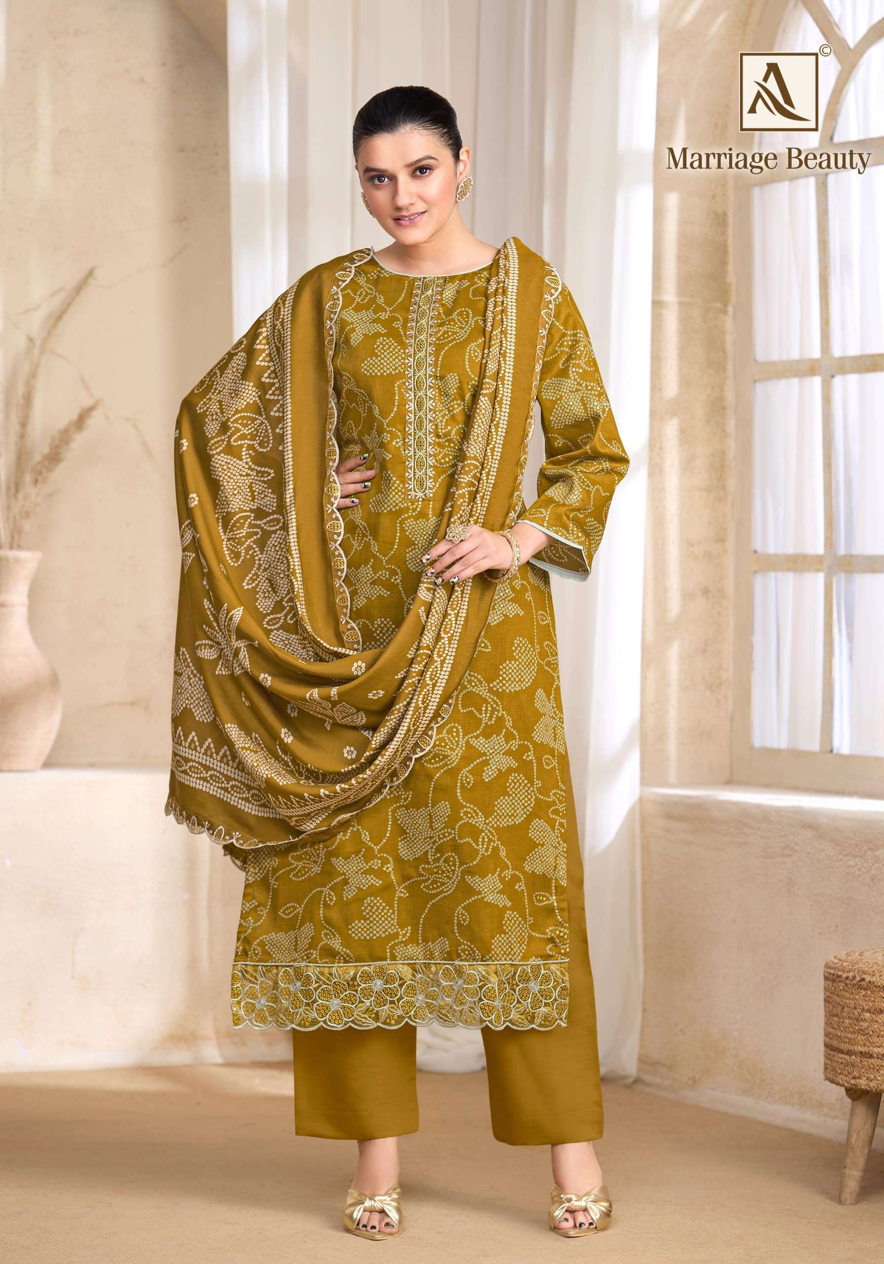 ALOK SUITS MARRIAGE BEAUTY JAM COTTON PRINT WITH FANCY EMBROIDERY WORK SUIT