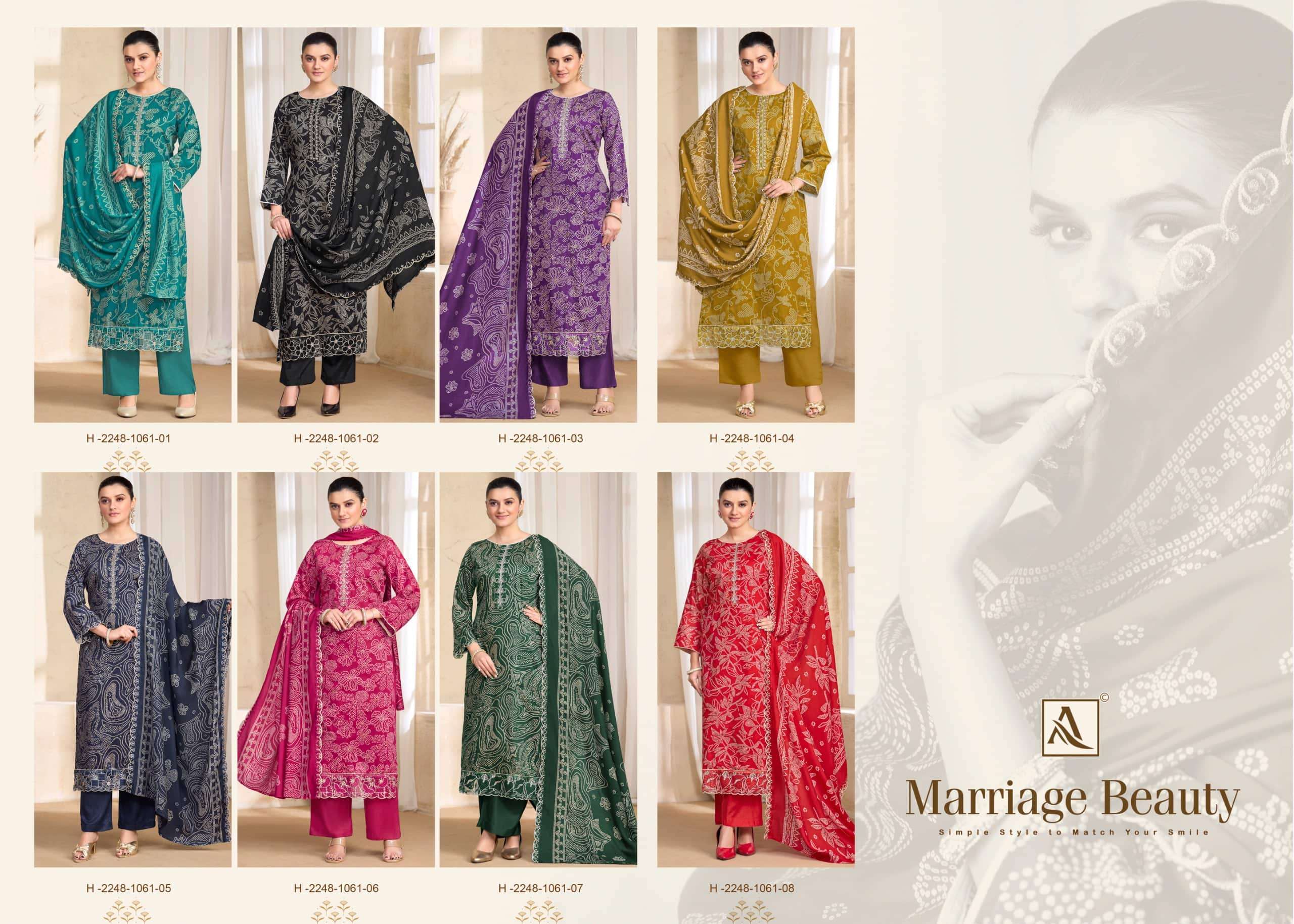 ALOK SUITS MARRIAGE BEAUTY JAM COTTON PRINT WITH FANCY EMBROIDERY WORK SUIT