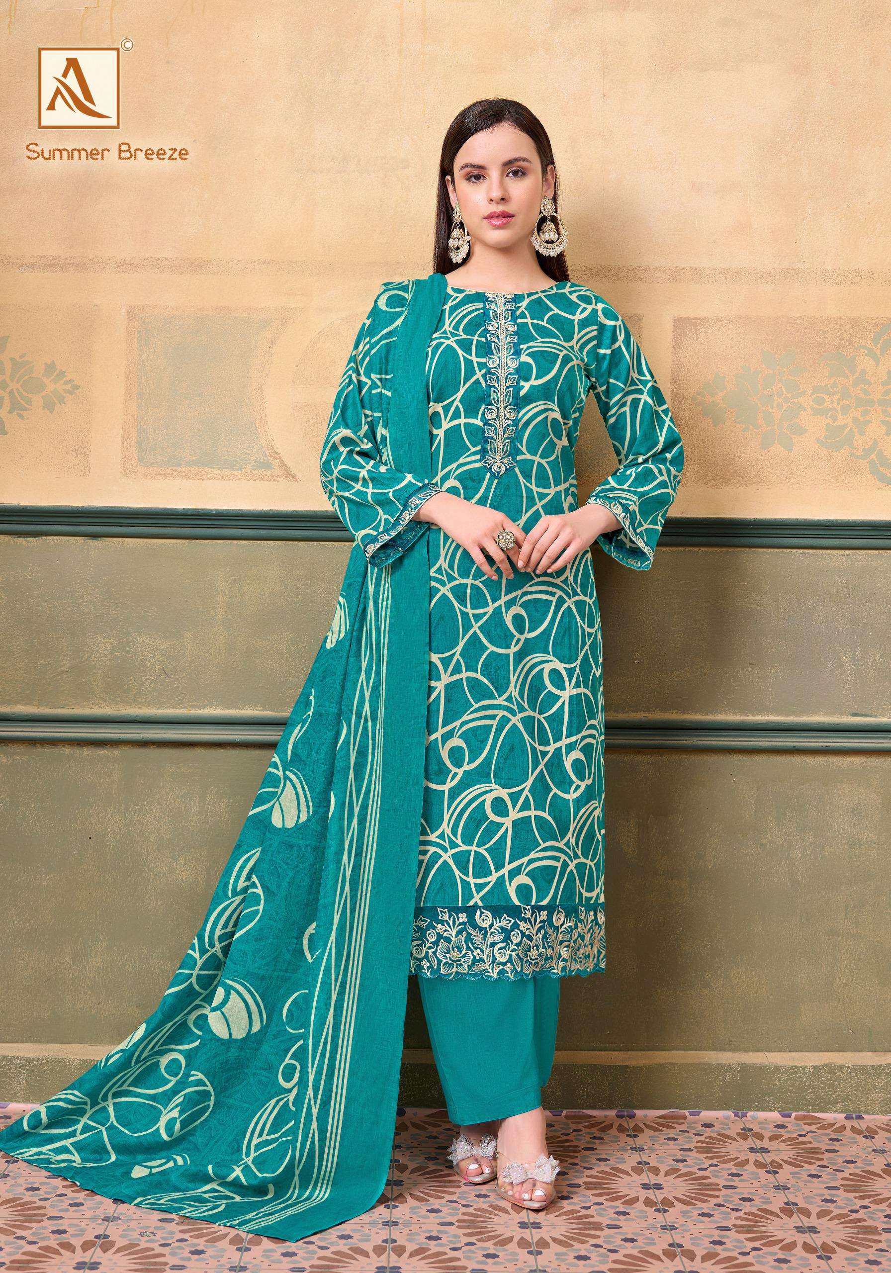 ALOK SUITS SUMMER BREEZE JAM COTTON PRINT WITH FANCY EMBROIDERY WORK SUIT