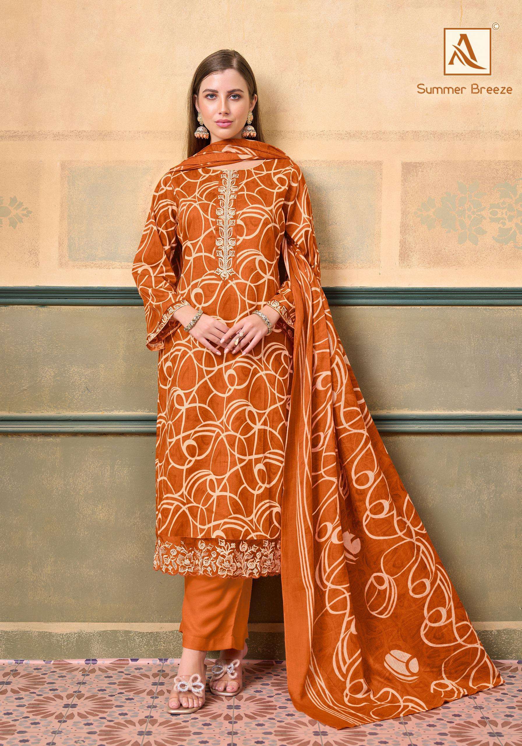 ALOK SUITS SUMMER BREEZE JAM COTTON PRINT WITH FANCY EMBROIDERY WORK SUIT