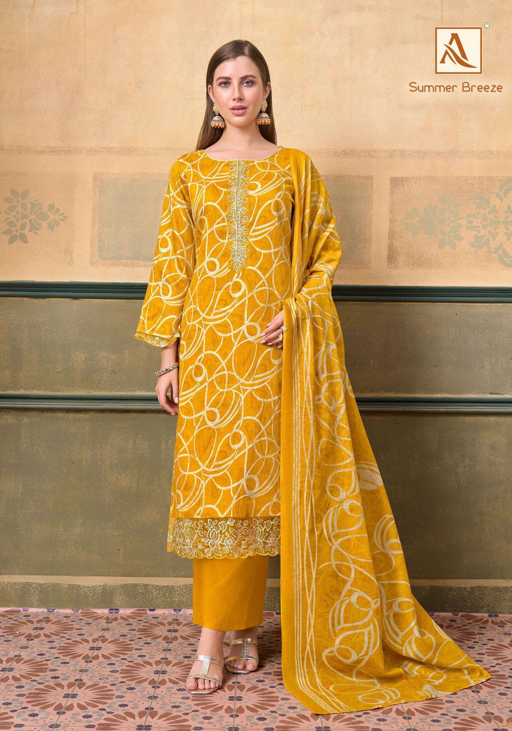 ALOK SUITS SUMMER BREEZE JAM COTTON PRINT WITH FANCY EMBROIDERY WORK SUIT