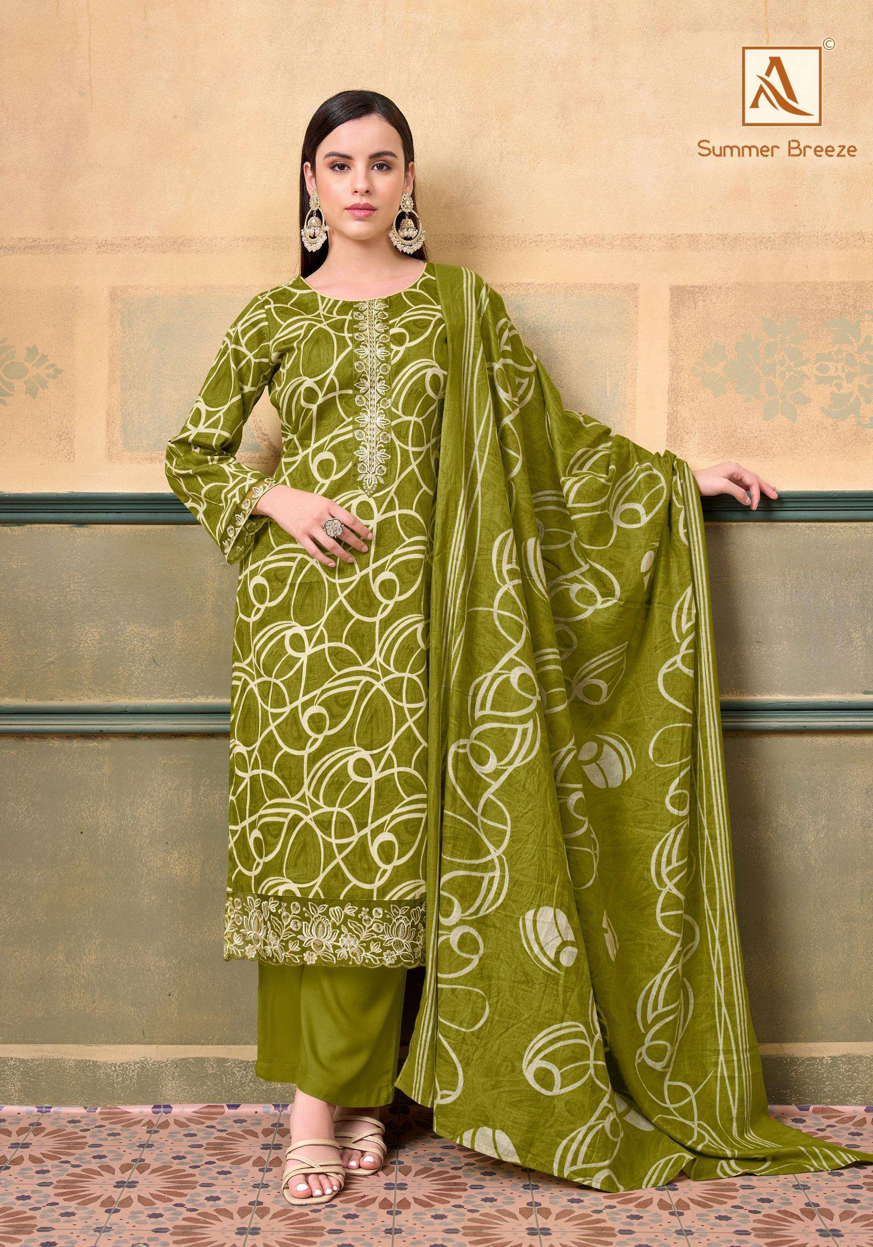 ALOK SUITS SUMMER BREEZE JAM COTTON PRINT WITH FANCY EMBROIDERY WORK SUIT