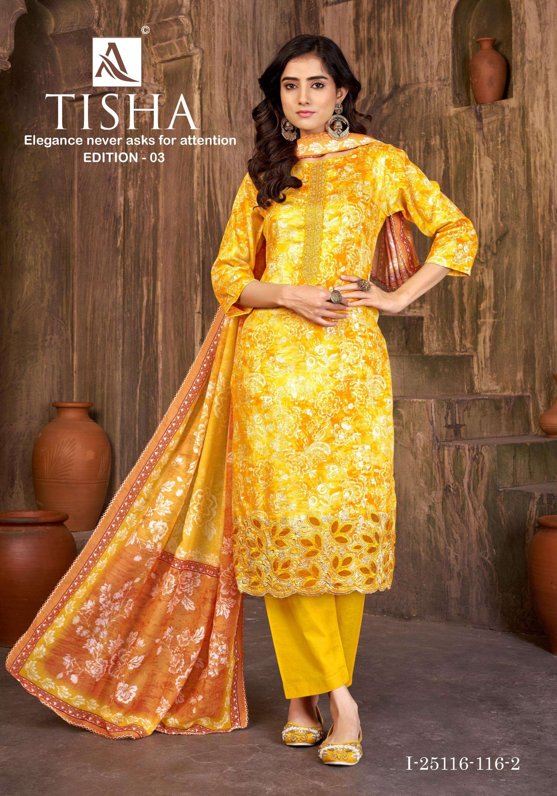 ALOK SUITS TISHA EDITION 3 JAM COTTON PRINT WITH FANCY WORK SUIT