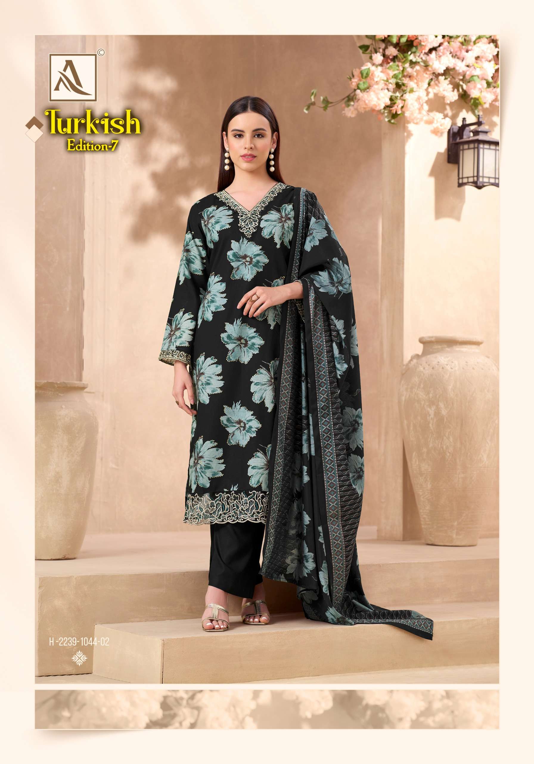 ALOK SUITS TURKISH EDITION 7 VISCOSE RAYON PRINT WITH FANCY WORK SUIT