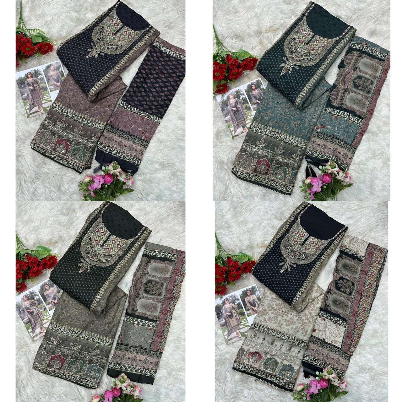 AMRUTVELA AT 171 VISCOSE DIGITAL PRINT WITH HAND WORK DESIGNER SUITS 