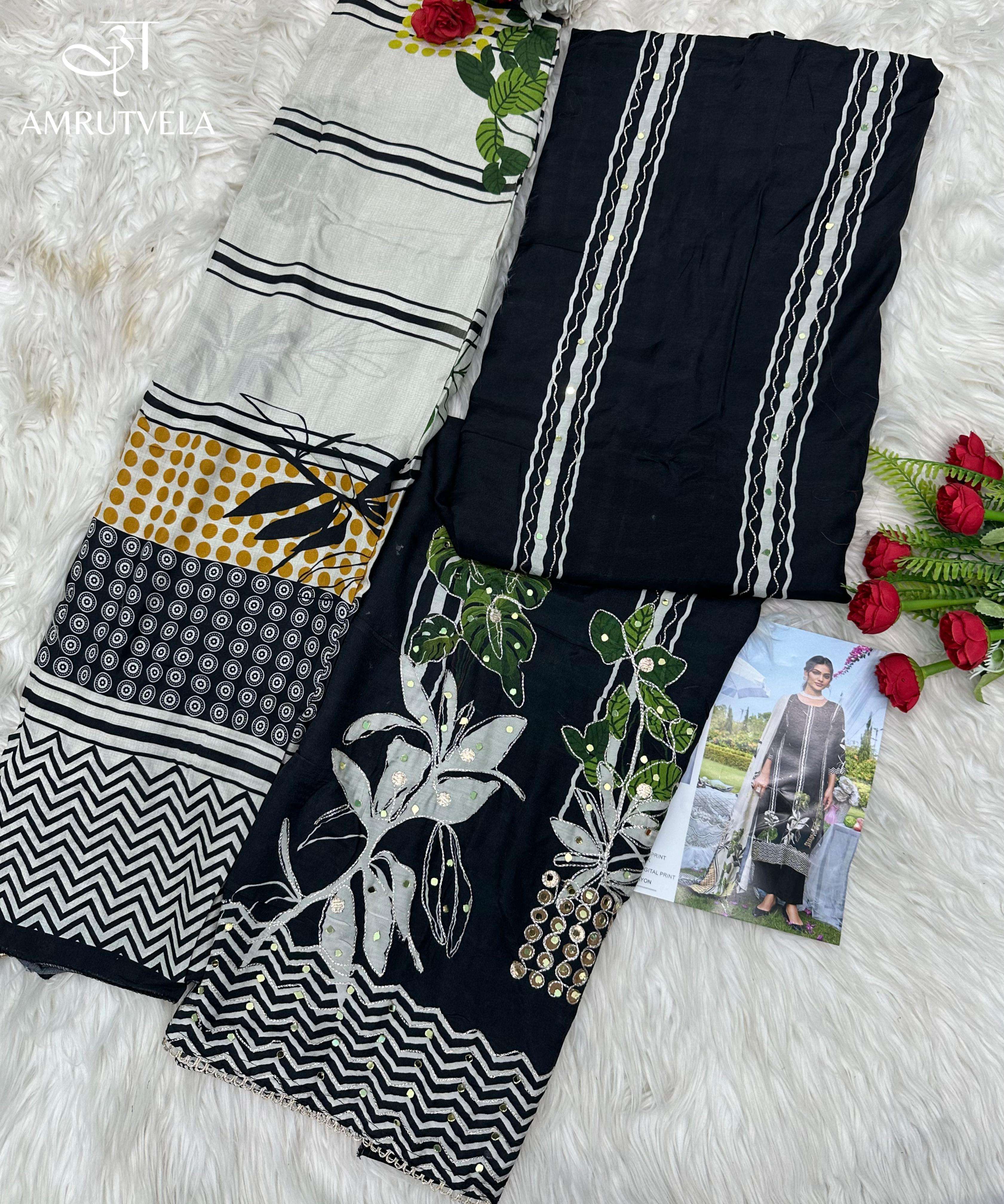 AMRUTVELA AT 174 VISCOSE DIGITAL PRINT WITH AARI WORK DESIGNER SUIT