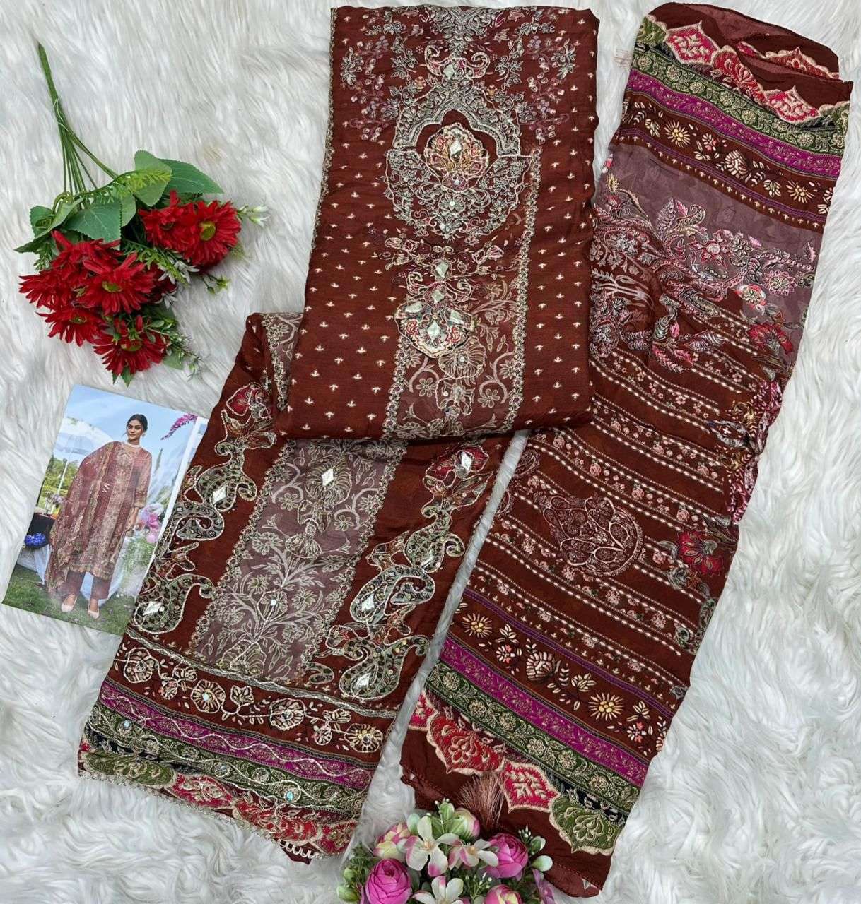 AMRUTVELA AT 178 VISCOSE DIGITAL PRINT WITH FANCY WORK SUIT