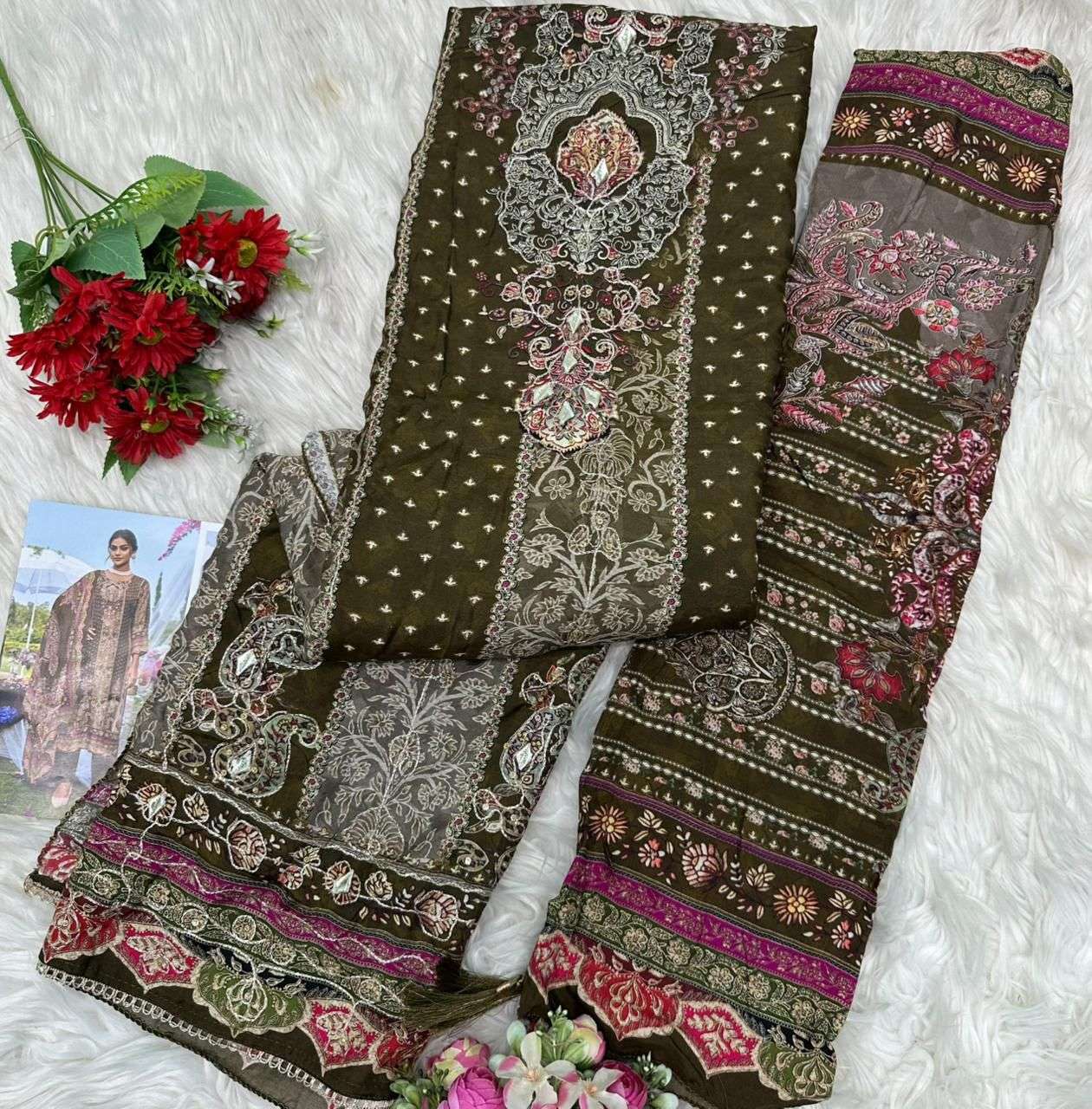 AMRUTVELA AT 178 VISCOSE DIGITAL PRINT WITH FANCY WORK SUIT