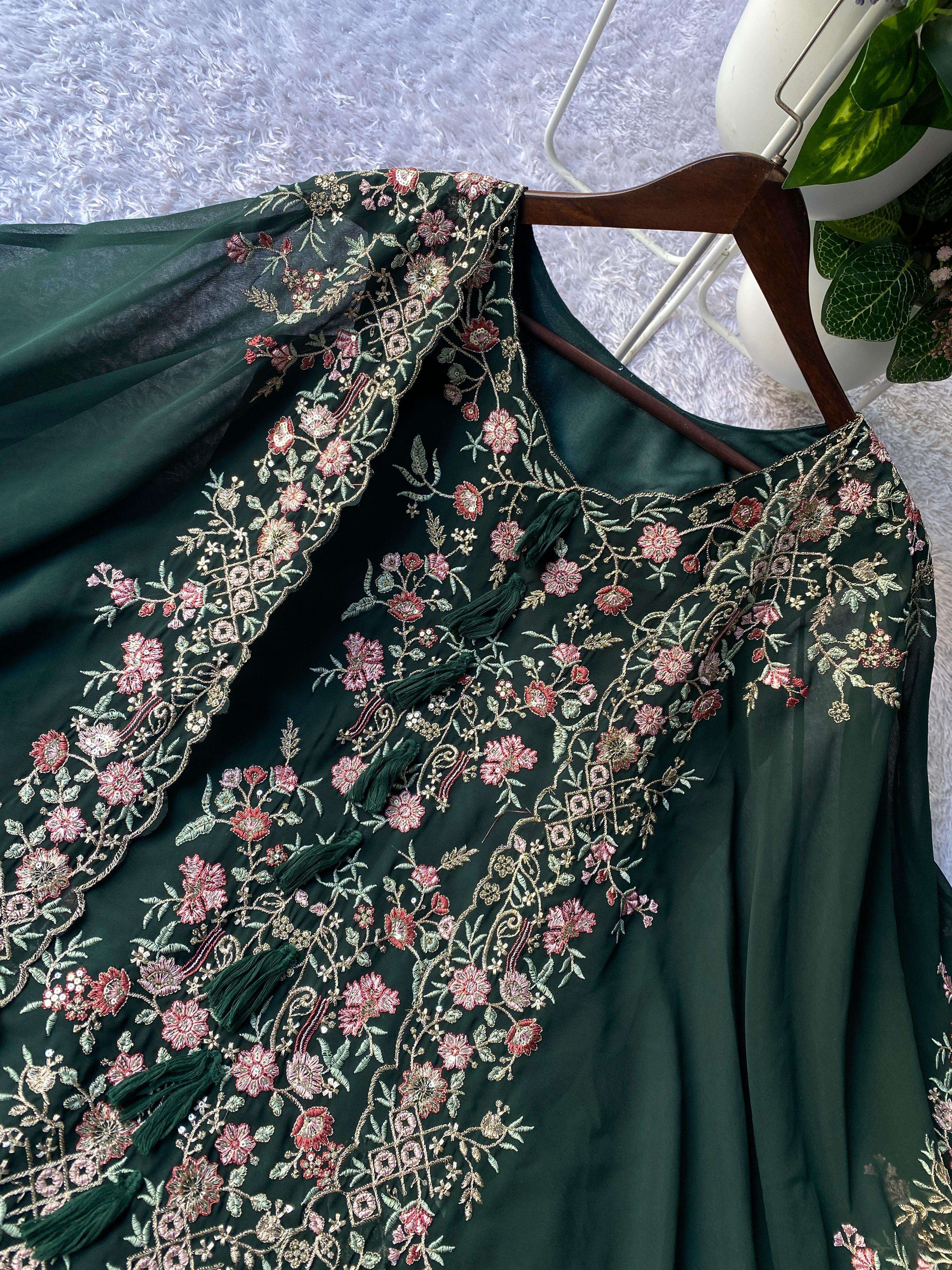 BE 406 GEORGETTE DESIGNER WEAR KURTA PLAZZO WITH SHRUGE COLLECTION 