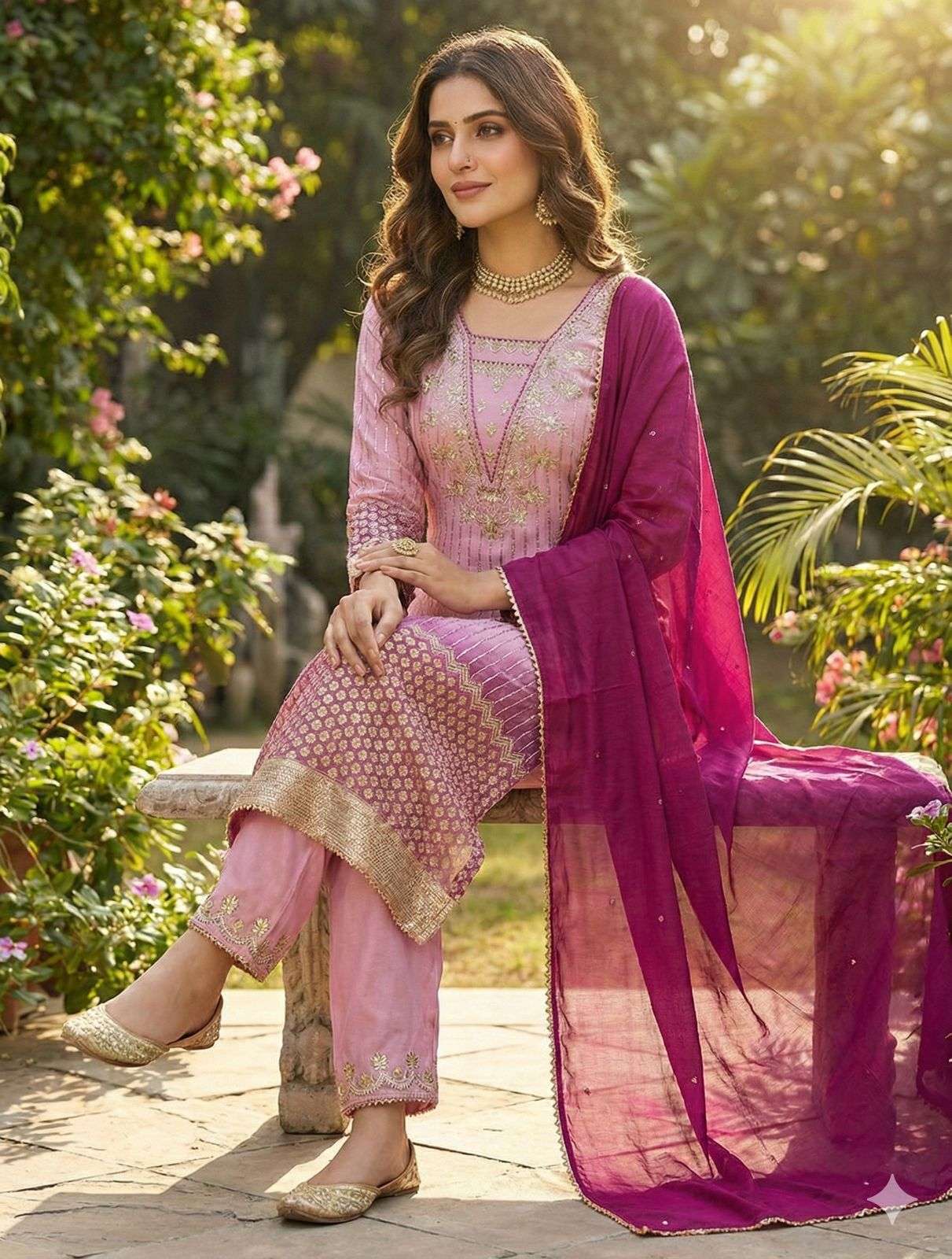 BE 445 BEAUTIFUL SHADED FABRIC DESIGNER WORK FESTIVE WEAR LADIES SUIT