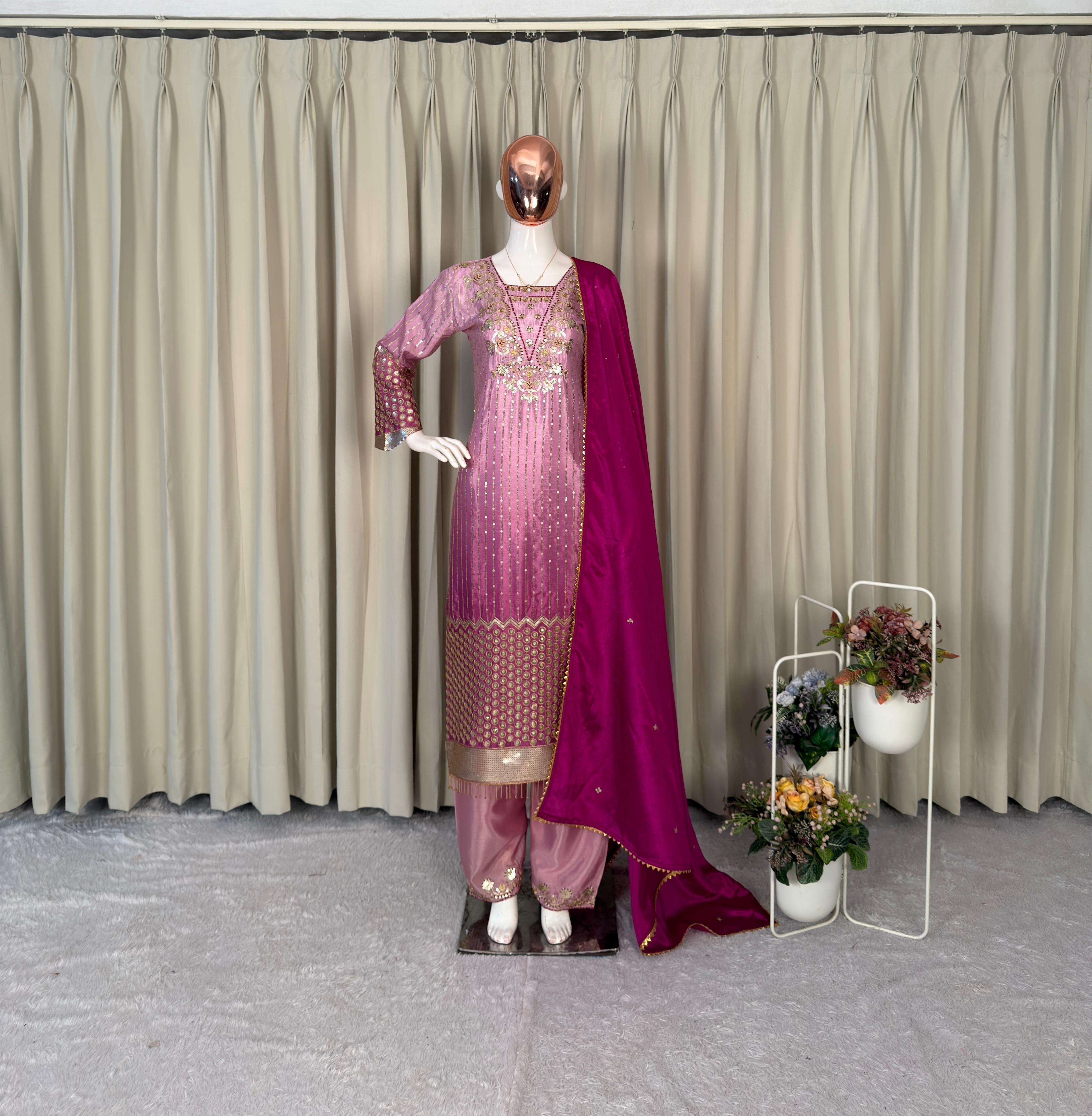 BE 445 BEAUTIFUL SHADED FABRIC DESIGNER WORK FESTIVE WEAR LADIES SUIT