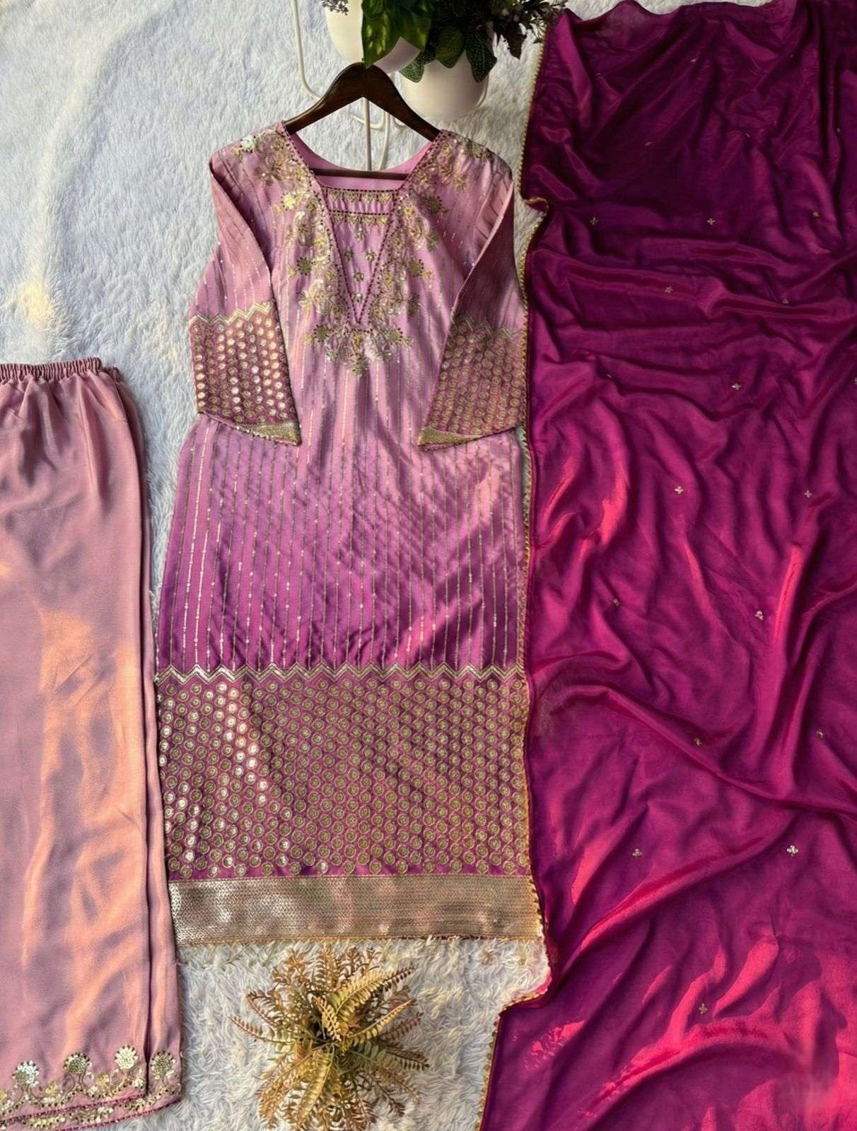 BE 445 BEAUTIFUL SHADED FABRIC DESIGNER WORK FESTIVE WEAR LADIES SUIT
