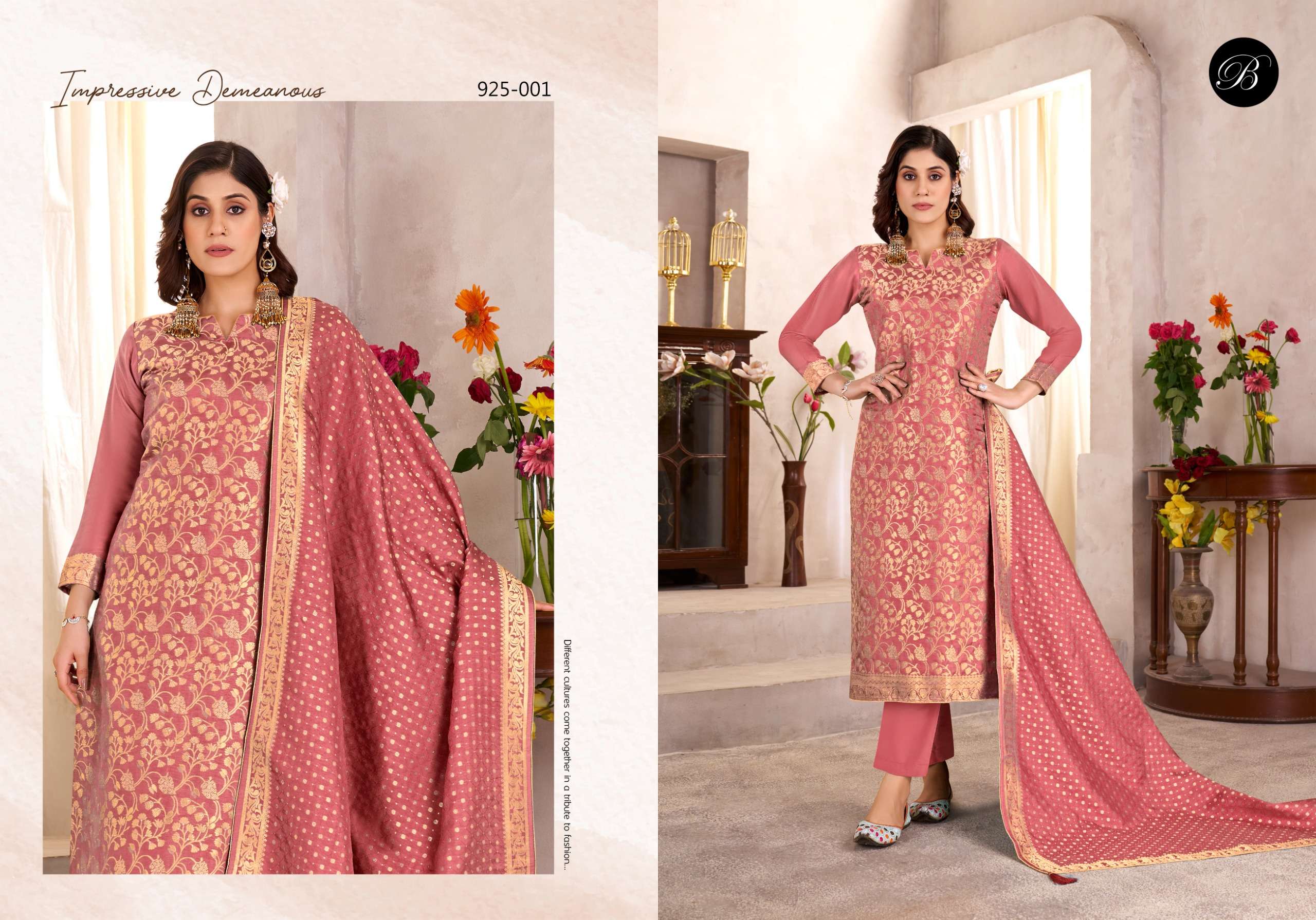 BELLIZA DESIGNER STUDIO ESHANI SILK JACQUARD DESIGNER WORK LADIES SUIT