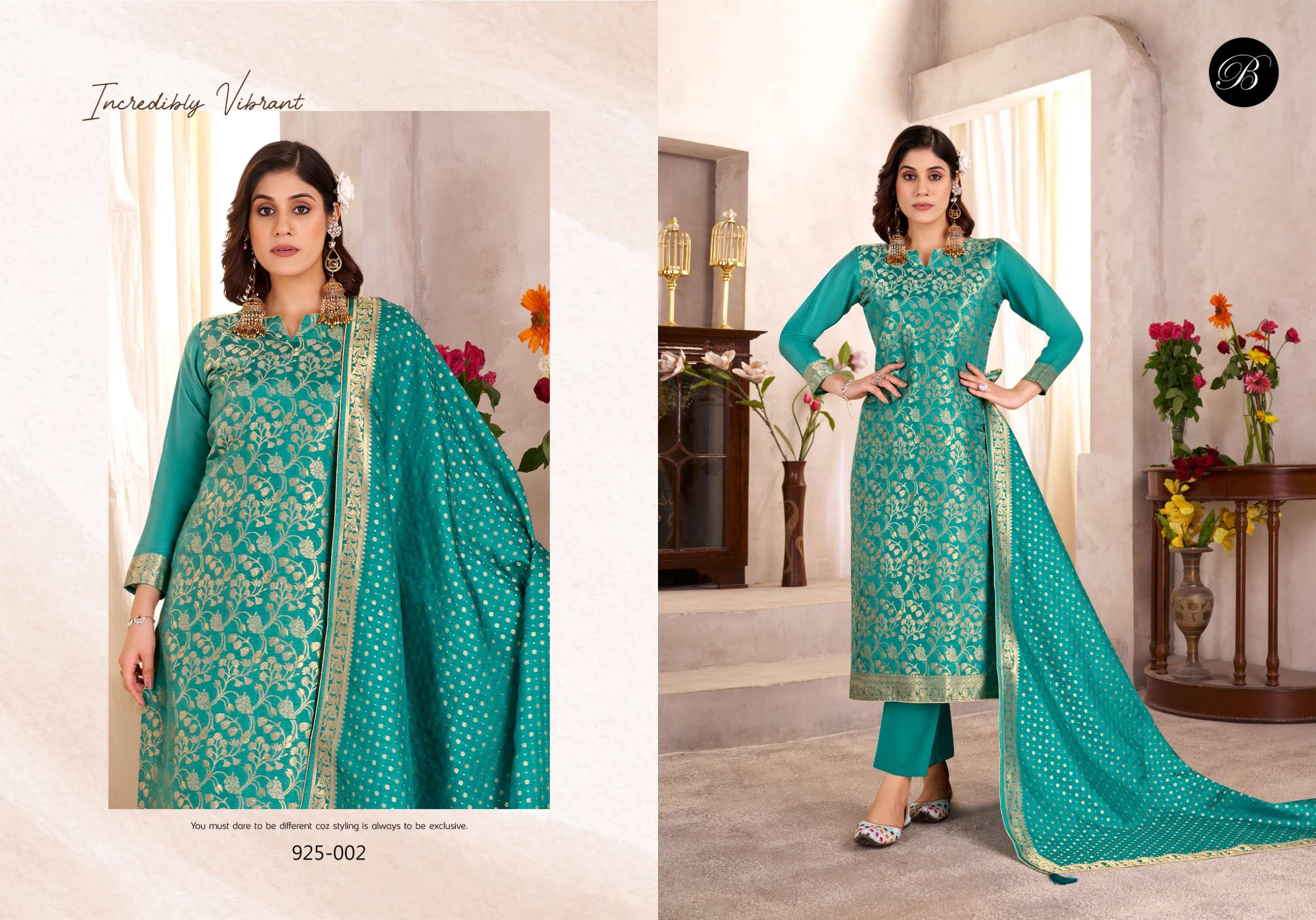 BELLIZA DESIGNER STUDIO ESHANI SILK JACQUARD DESIGNER WORK LADIES SUIT