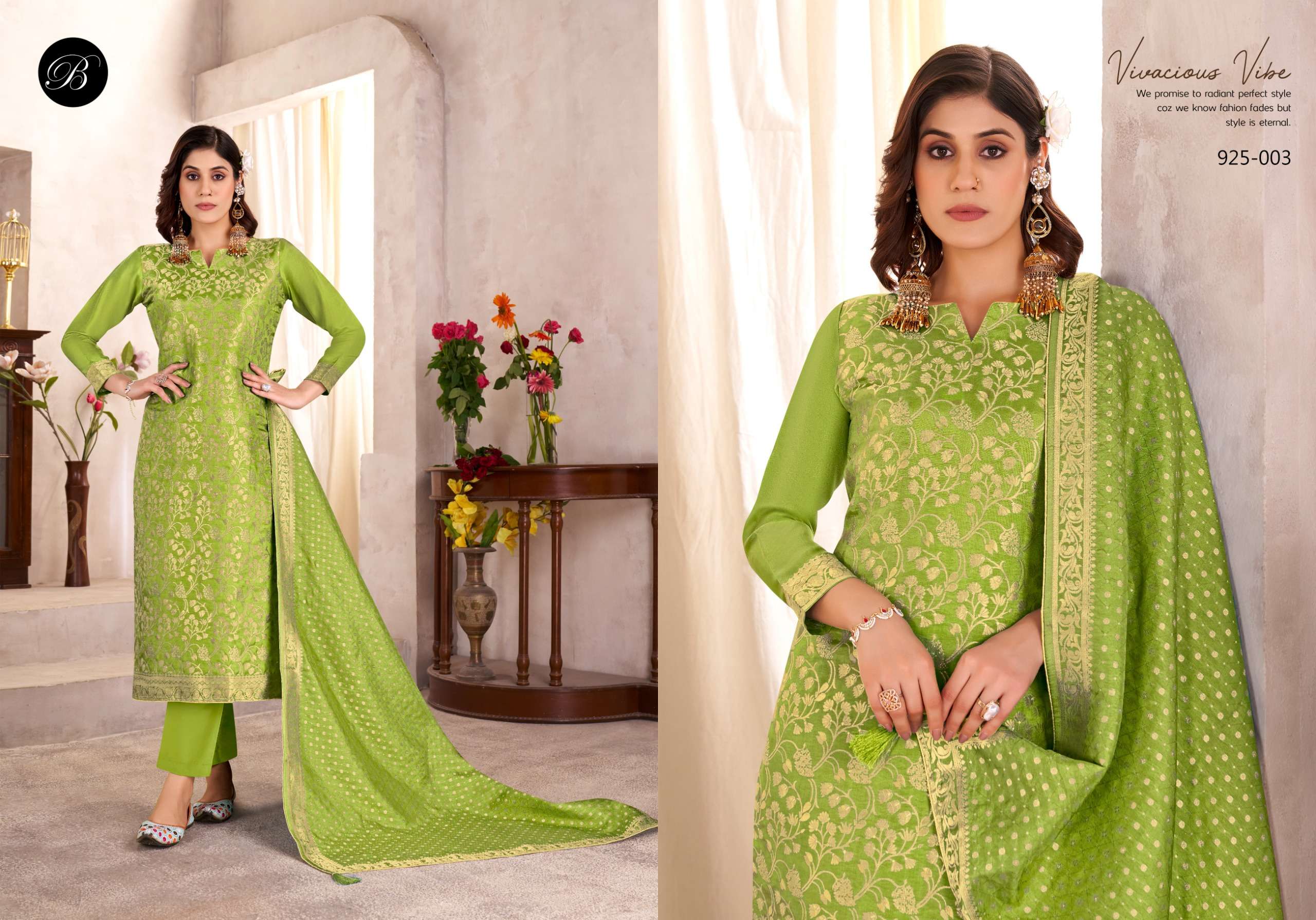 BELLIZA DESIGNER STUDIO ESHANI SILK JACQUARD DESIGNER WORK LADIES SUIT