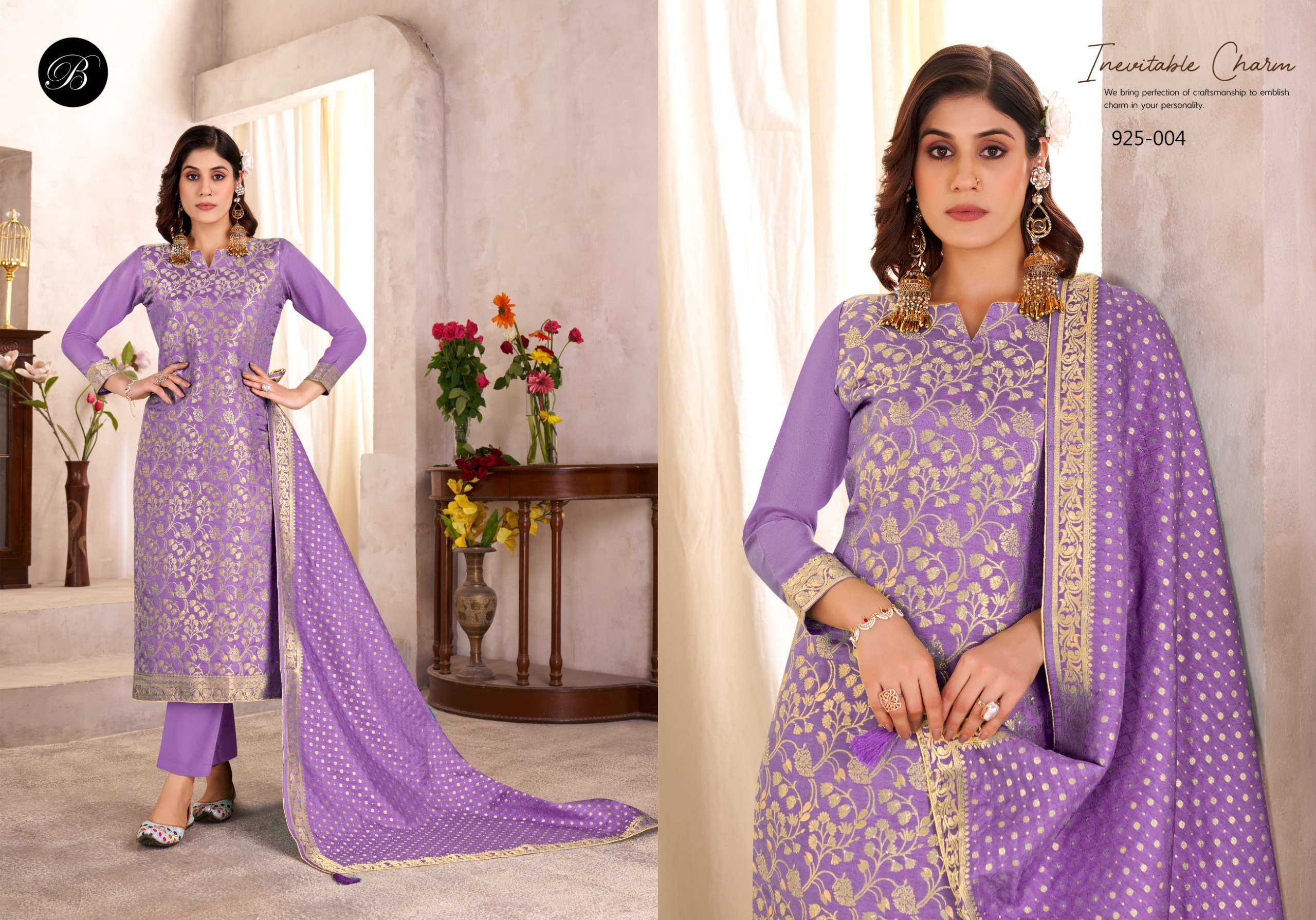 BELLIZA DESIGNER STUDIO ESHANI SILK JACQUARD DESIGNER WORK LADIES SUIT