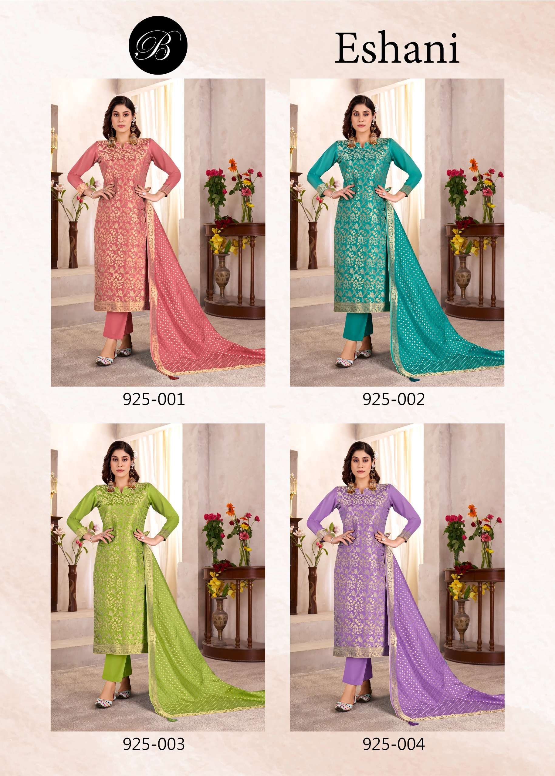 BELLIZA DESIGNER STUDIO ESHANI SILK JACQUARD DESIGNER WORK LADIES SUIT