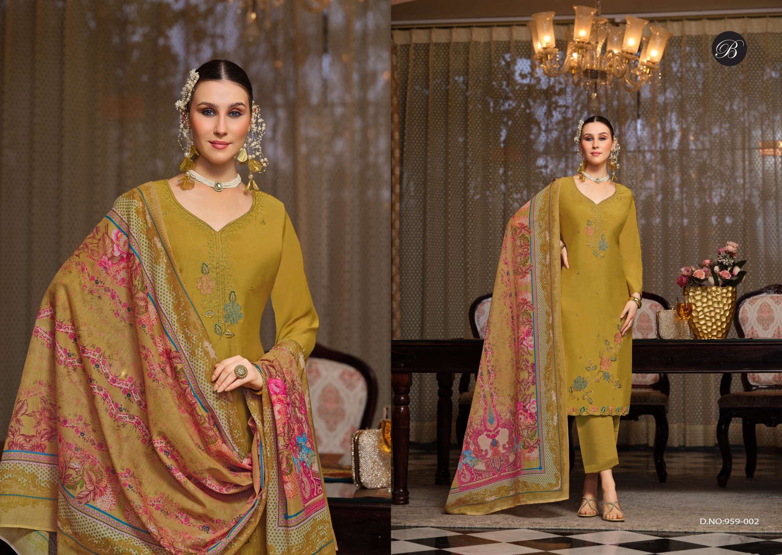 BELLIZA DESIGNER STUDIO GULFAM MUSLIN HEAVY EMBROIDERY DESIGNER WORK SUIT